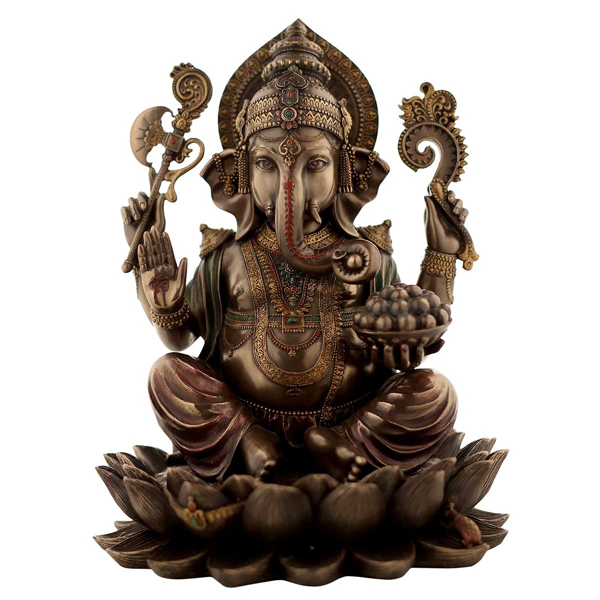 Lord Ganesha Idol made of Bronze Composite - 9.5 x 9.5 x 12 Inch, 2.9 Kg