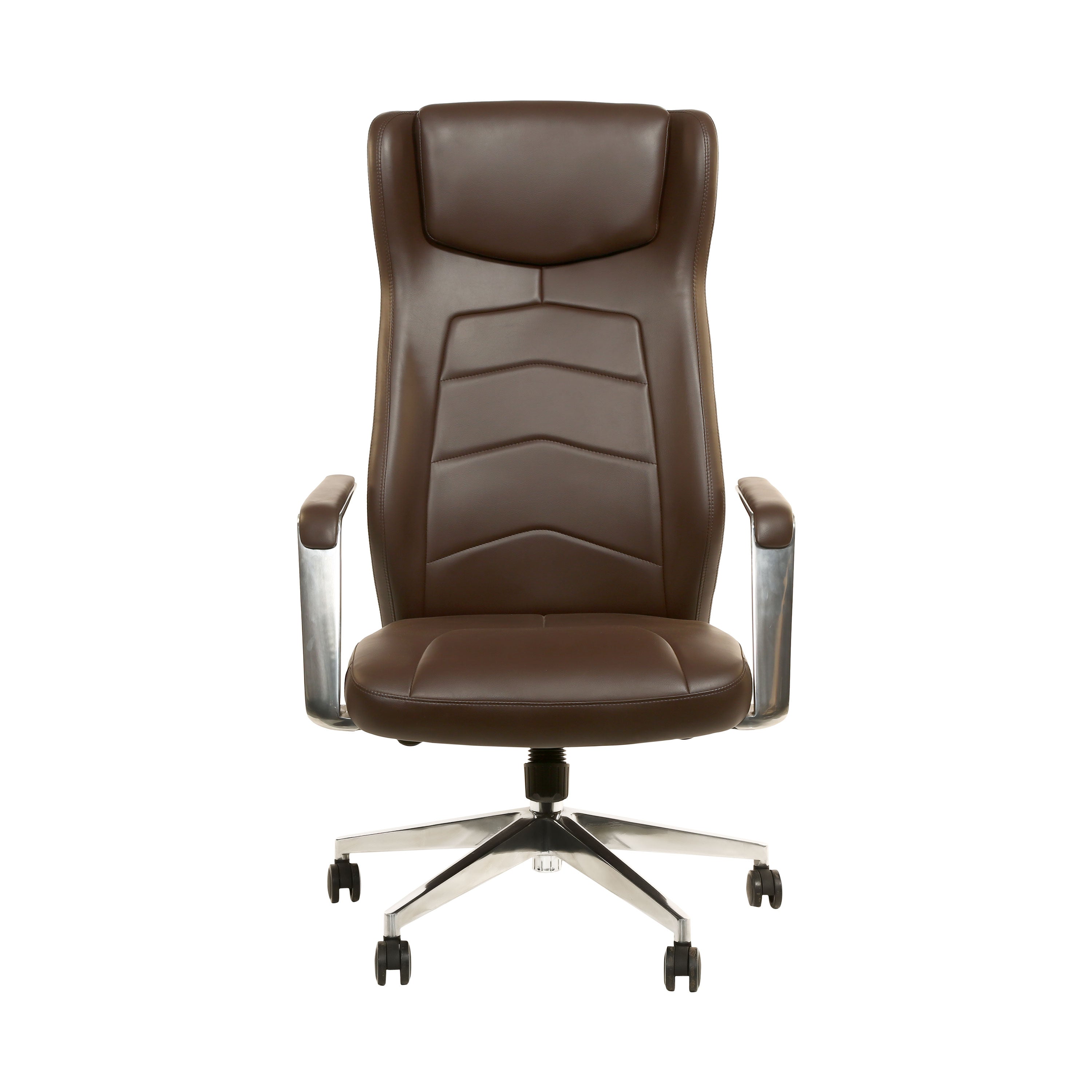 Phoenix Boss Leather Office Chair with Aluminium Base - Brown