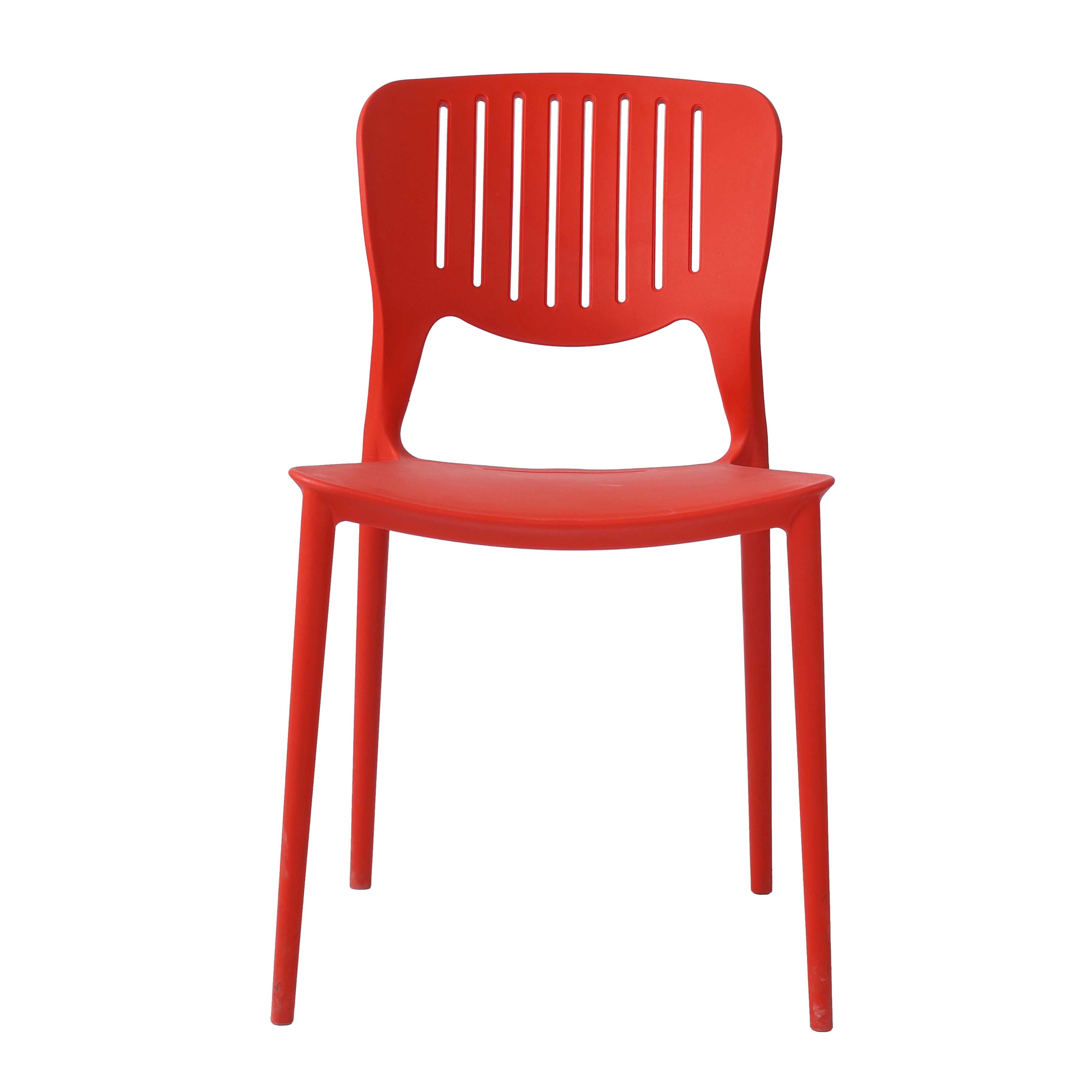 Rio Molded Plastic Shell Armless Hollow Out Chair - Red
