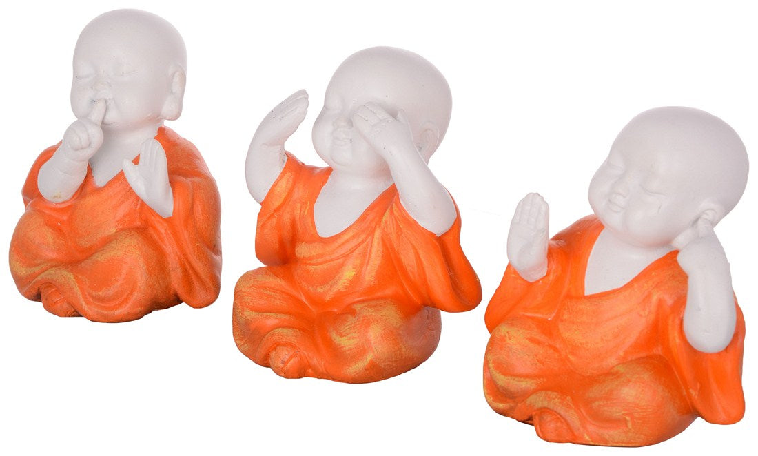 Decorative Monk showpiece (Set of 3 Monk:Orange)
