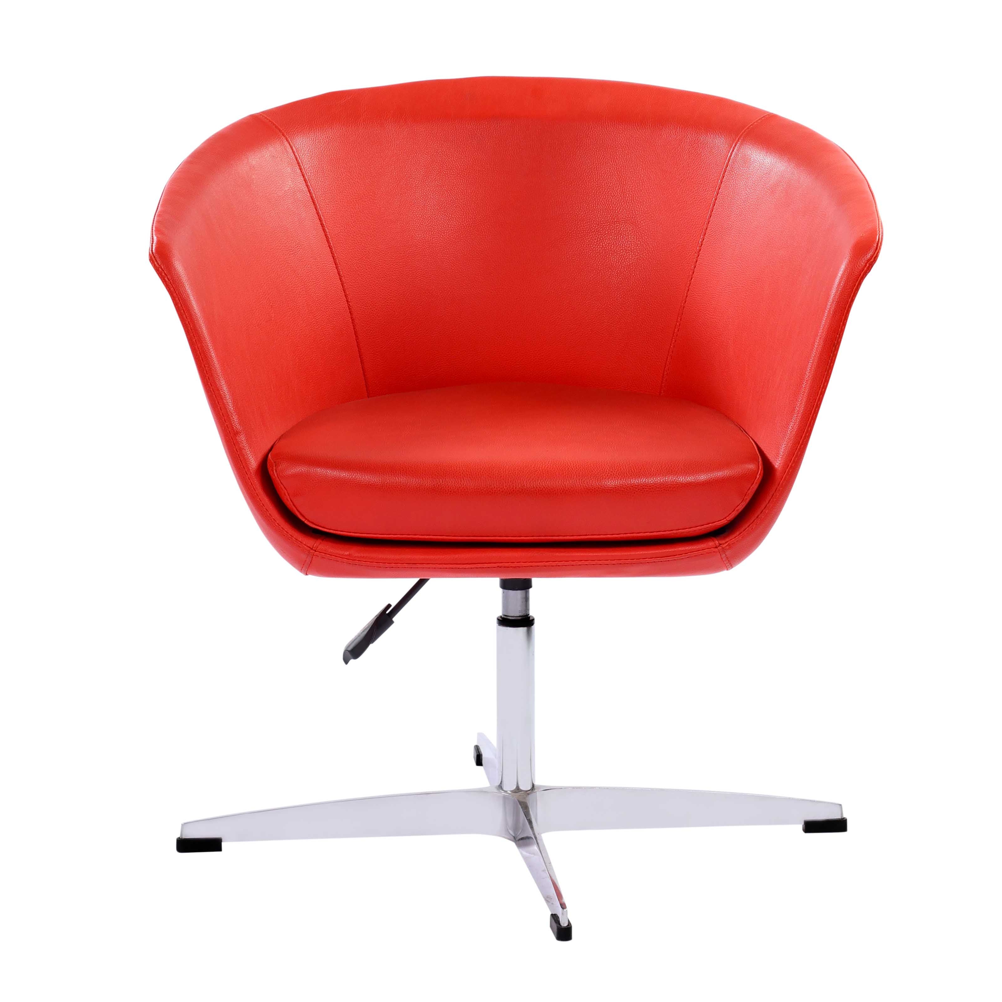 Valencia Revolving Leather Upholstered Aluminium Base Lounge Chair - Red Chair urbancart