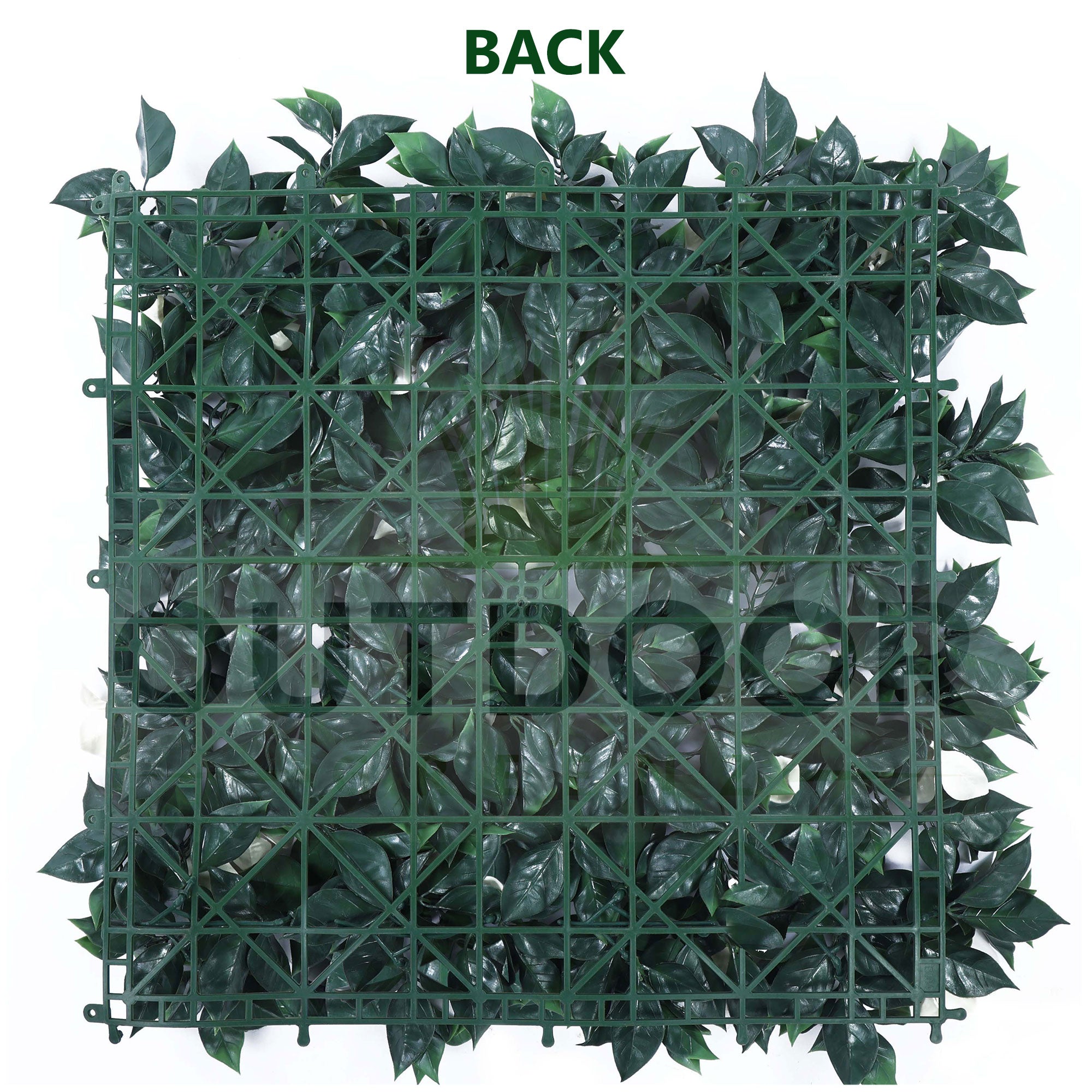 White Flowers with Green Leaves Vertical Green Garden Wall Tile (Size: 50cm x 50cm, Pack of 1)