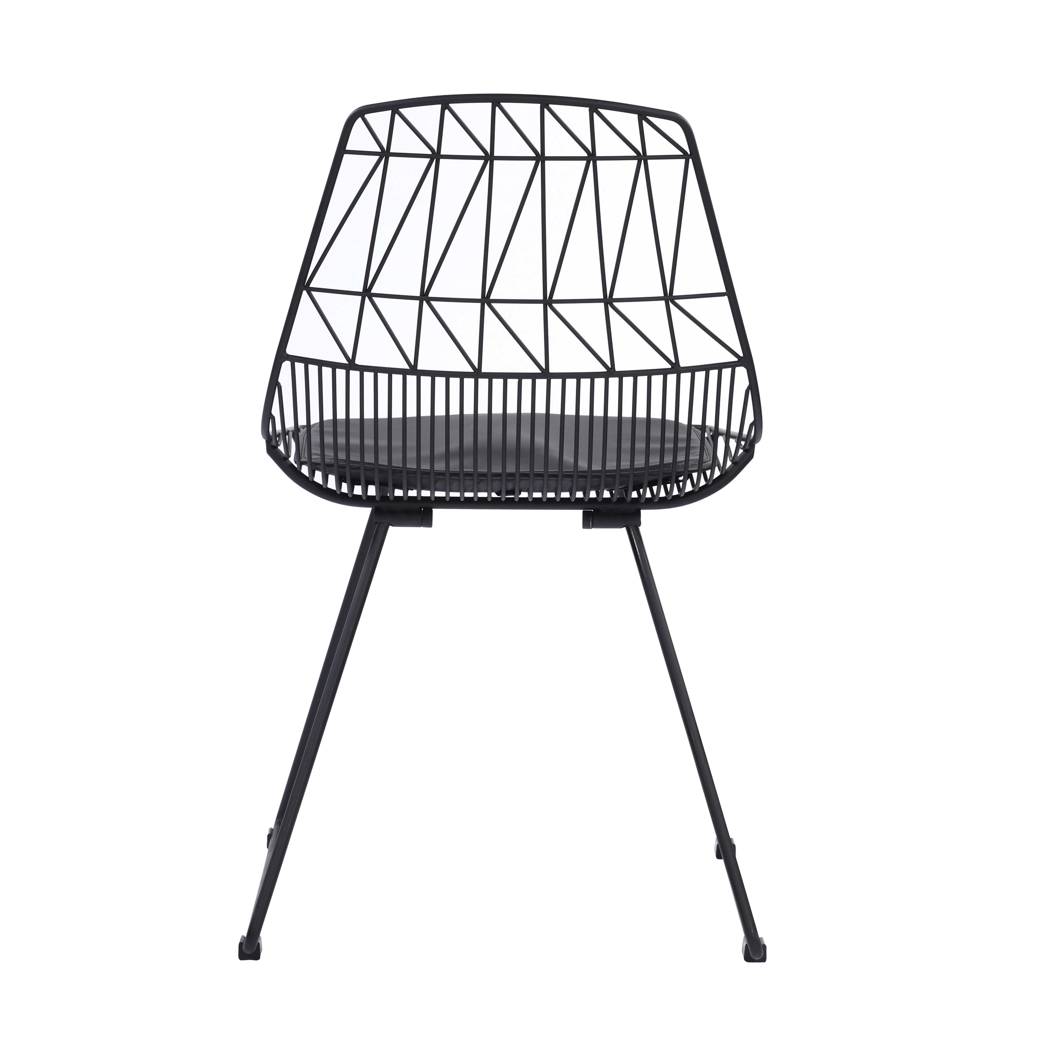 Kaya Armless Metal Wire Design Dining and Cafe Side Chairs  with Leather Seat Chair urbancart