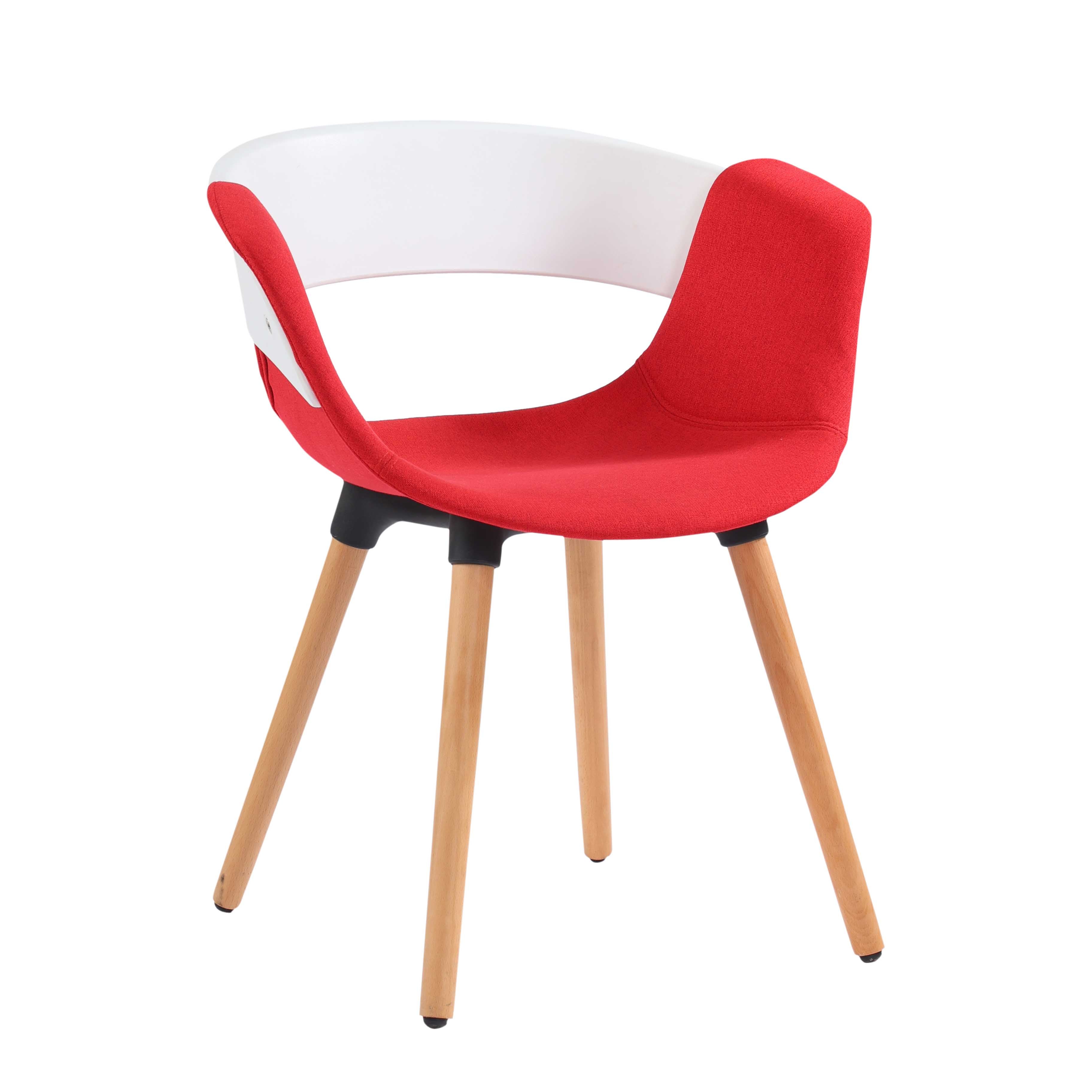 Casper Contemporary Armrest Cafe Chair with Wooden Legs - Red
