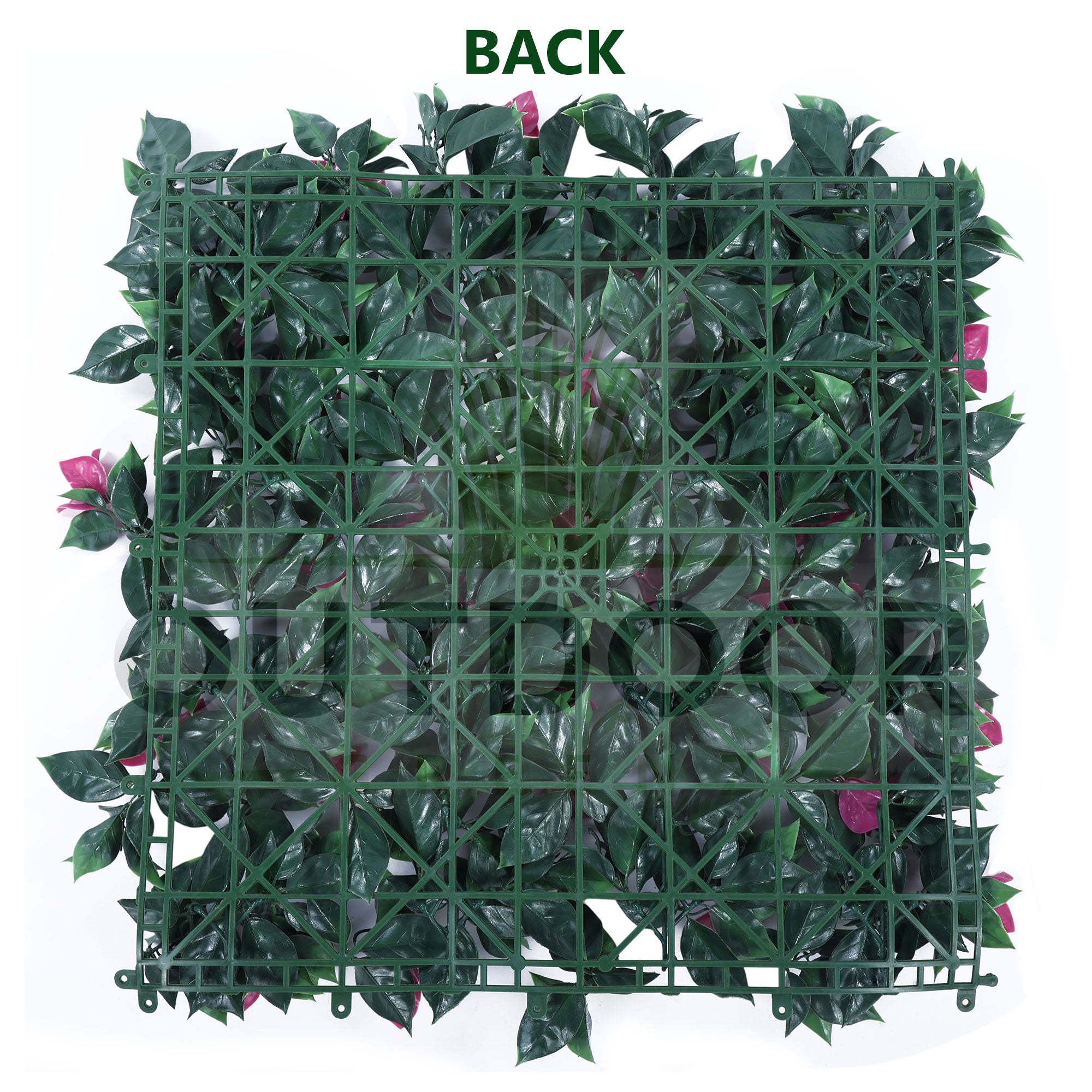 Pink Flowers and Green Leaves Artificial Vertical Garden Wall Tile (Size: 50cm x 50cm, Pack of 1)