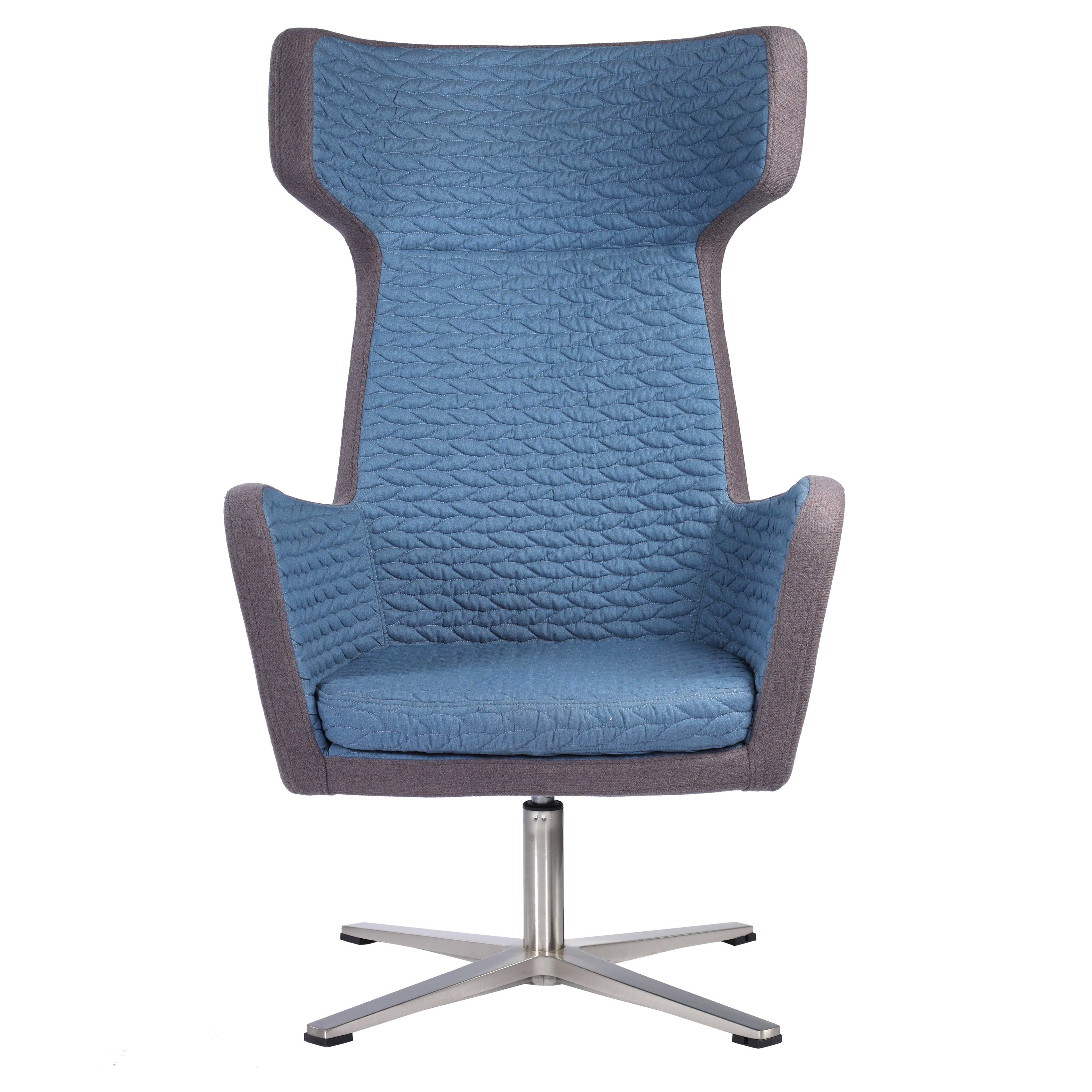 Isabella Lounge Chair with Armrest Fabric Upholstered - Blue