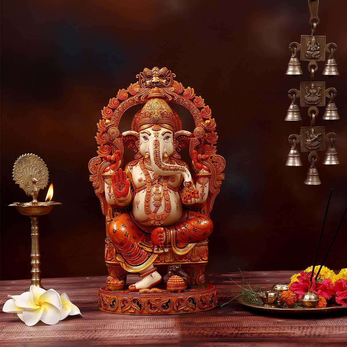 Lord Ganesha south indian treditional idol made of Soft stone - 9 x 6.5 x 16 Inch , 6 Kg