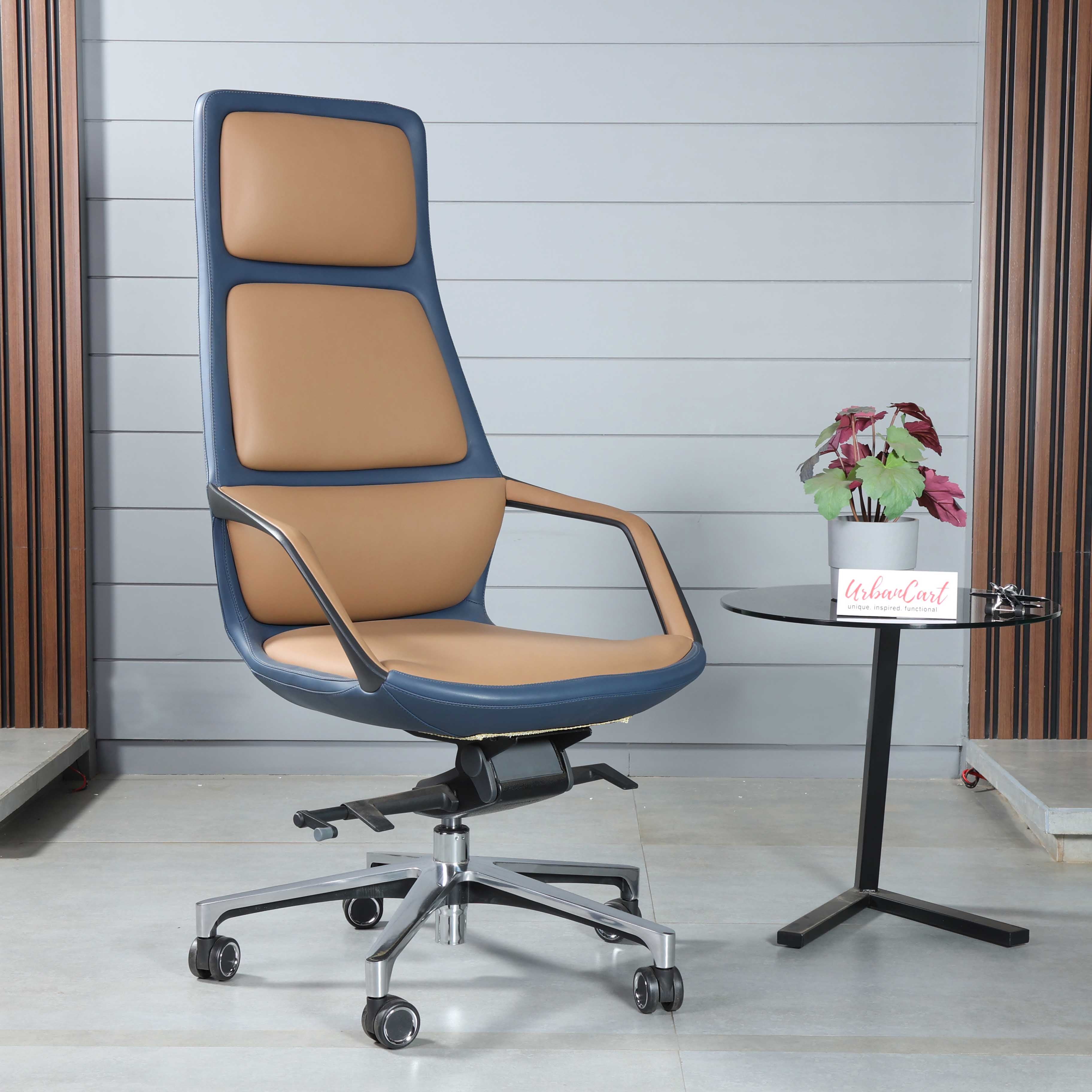 Iris High Back Executive Boss Chair with PVC Leather and Aluminium Base