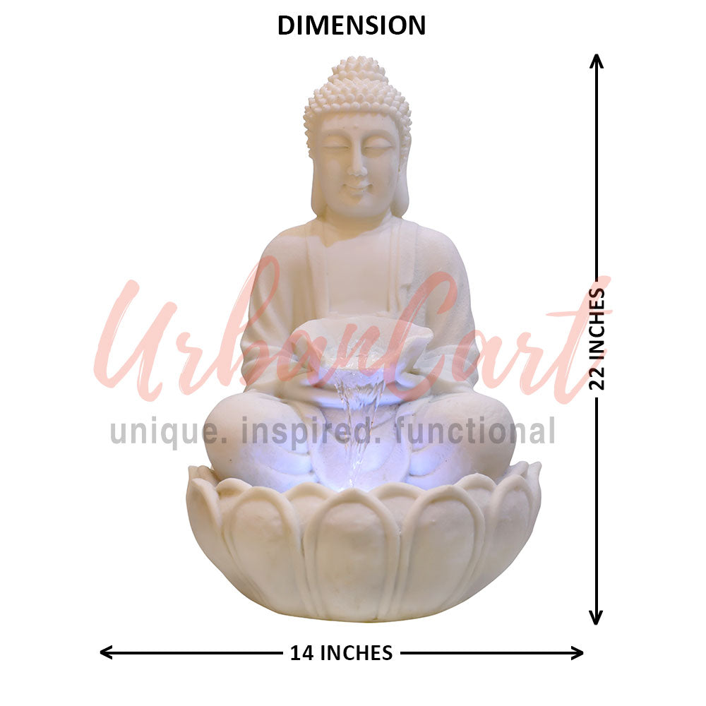 Small White Lotus Buddha Water Fountain
