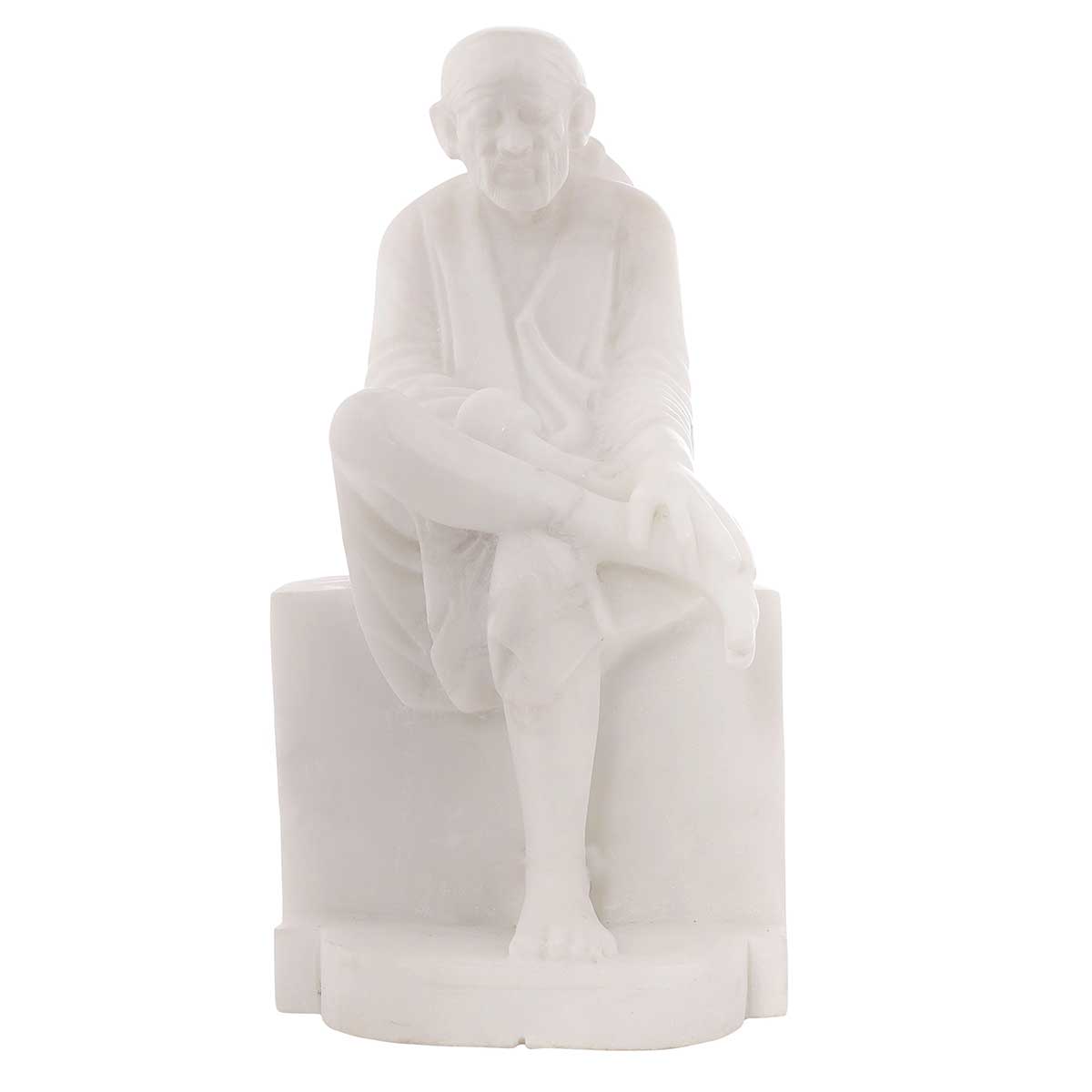 Lord Sai Baba Sitting Idol Made of Marble - 8 x 7 x 16 inch, 27 kg