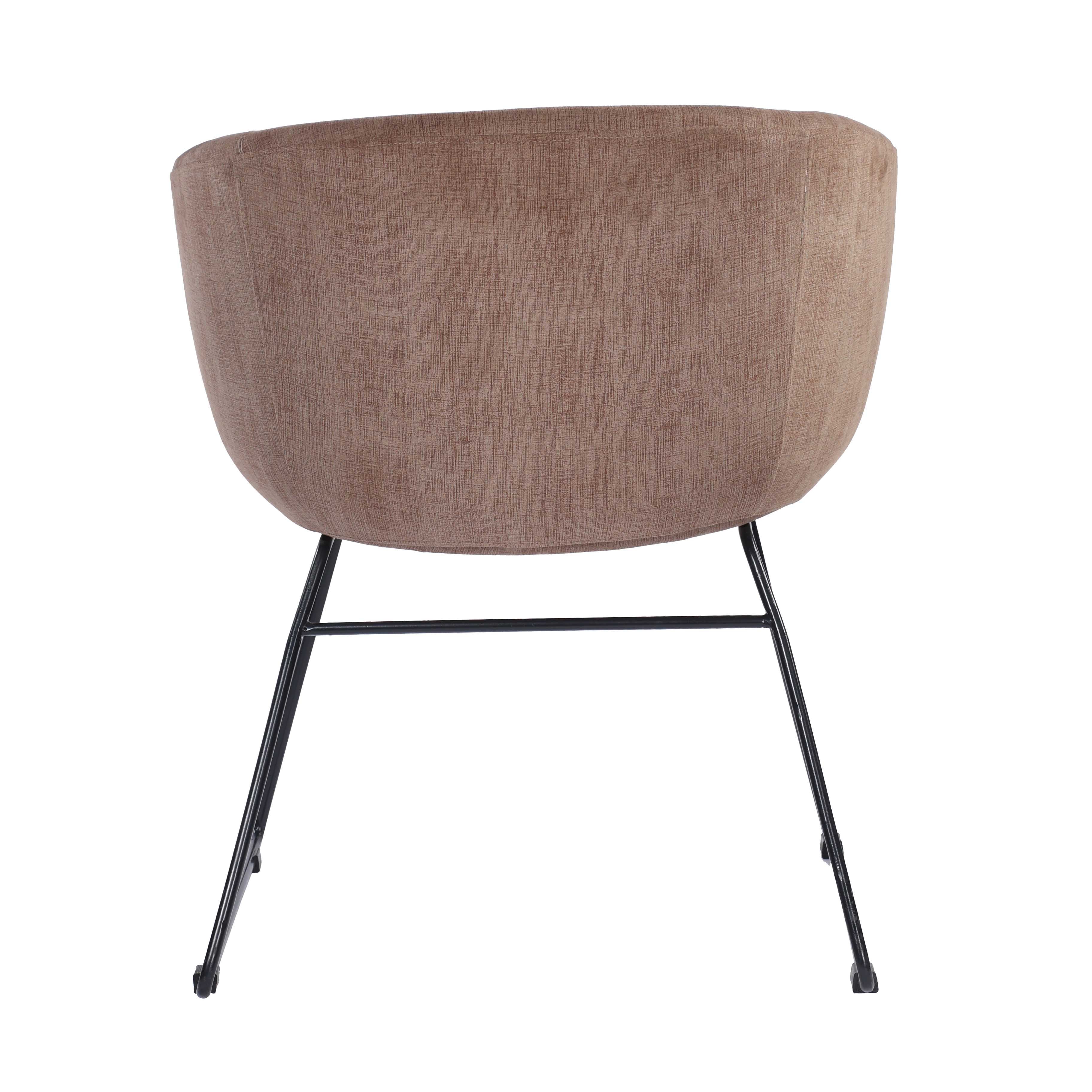 Emilia Fabric Lounge Armchair With Stainless Steel Legs - Brown