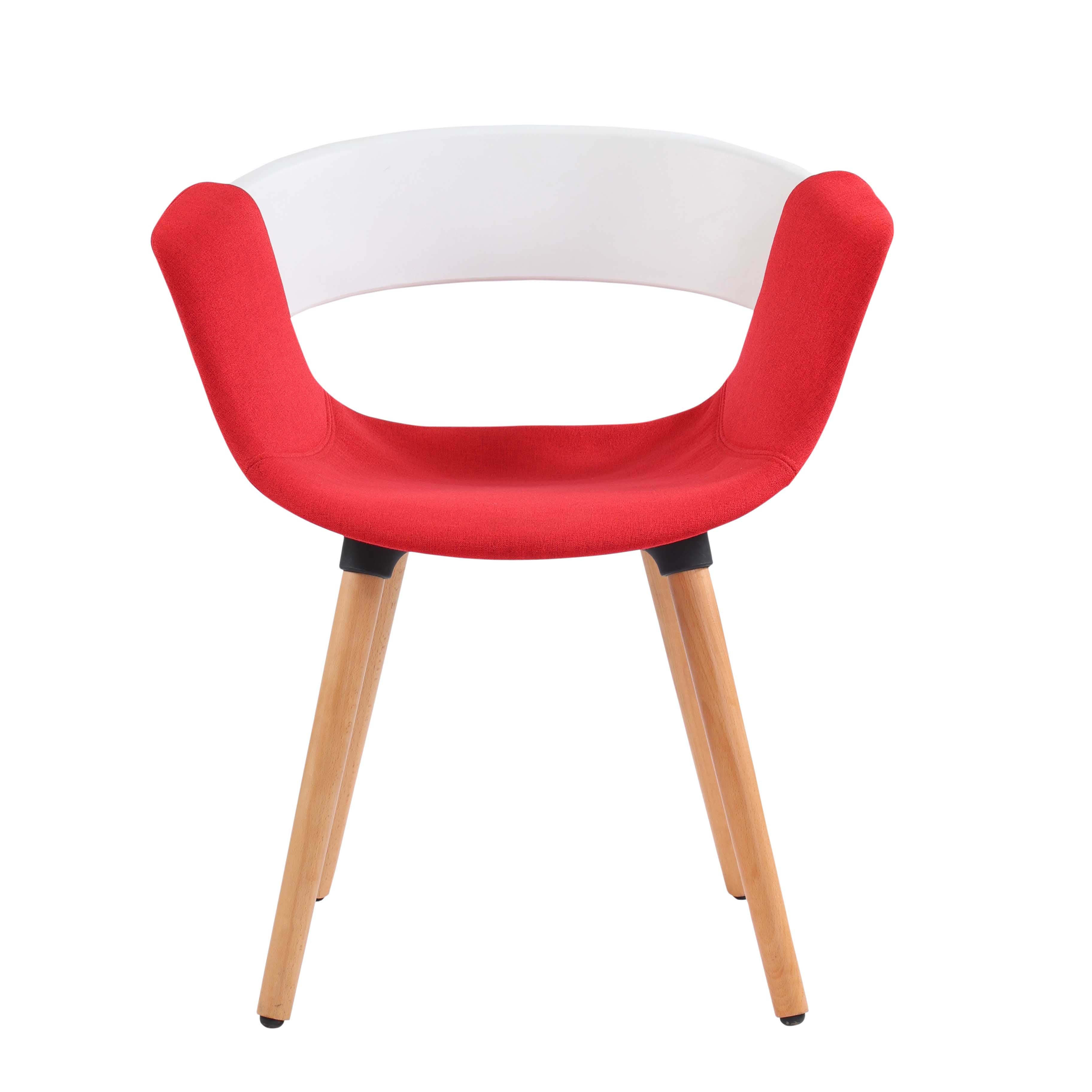 Casper Contemporary Armrest Cafe Chair with Wooden Legs - Red