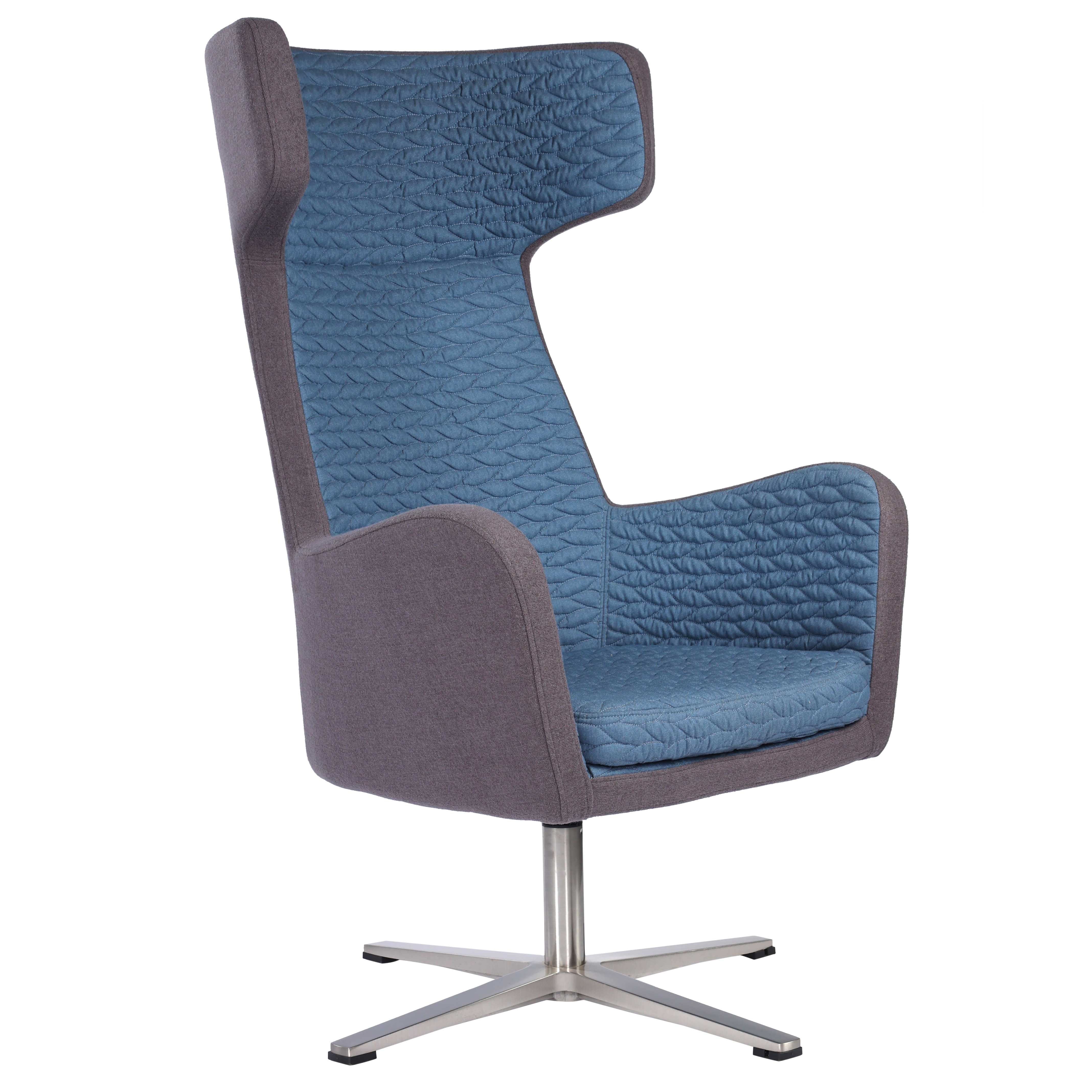 Isabella Lounge Chair with Armrest Fabric Upholstered - Blue