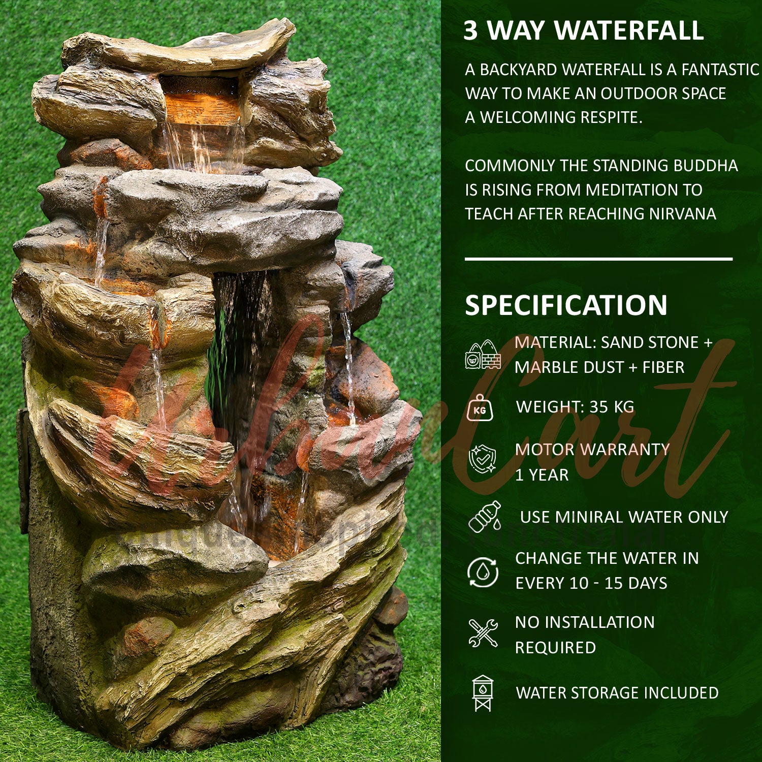 Three Way Large Multi Layer Waterfall Fountain