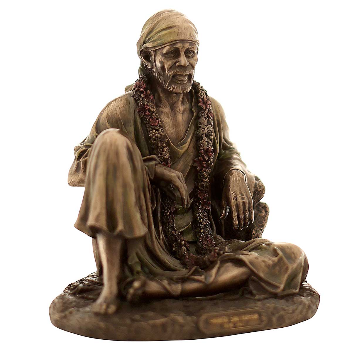 Lord Sai Baba Sitting Asana Made of Bronze Composite - 5.5 x 4.5 x 6 inch, 1 kg