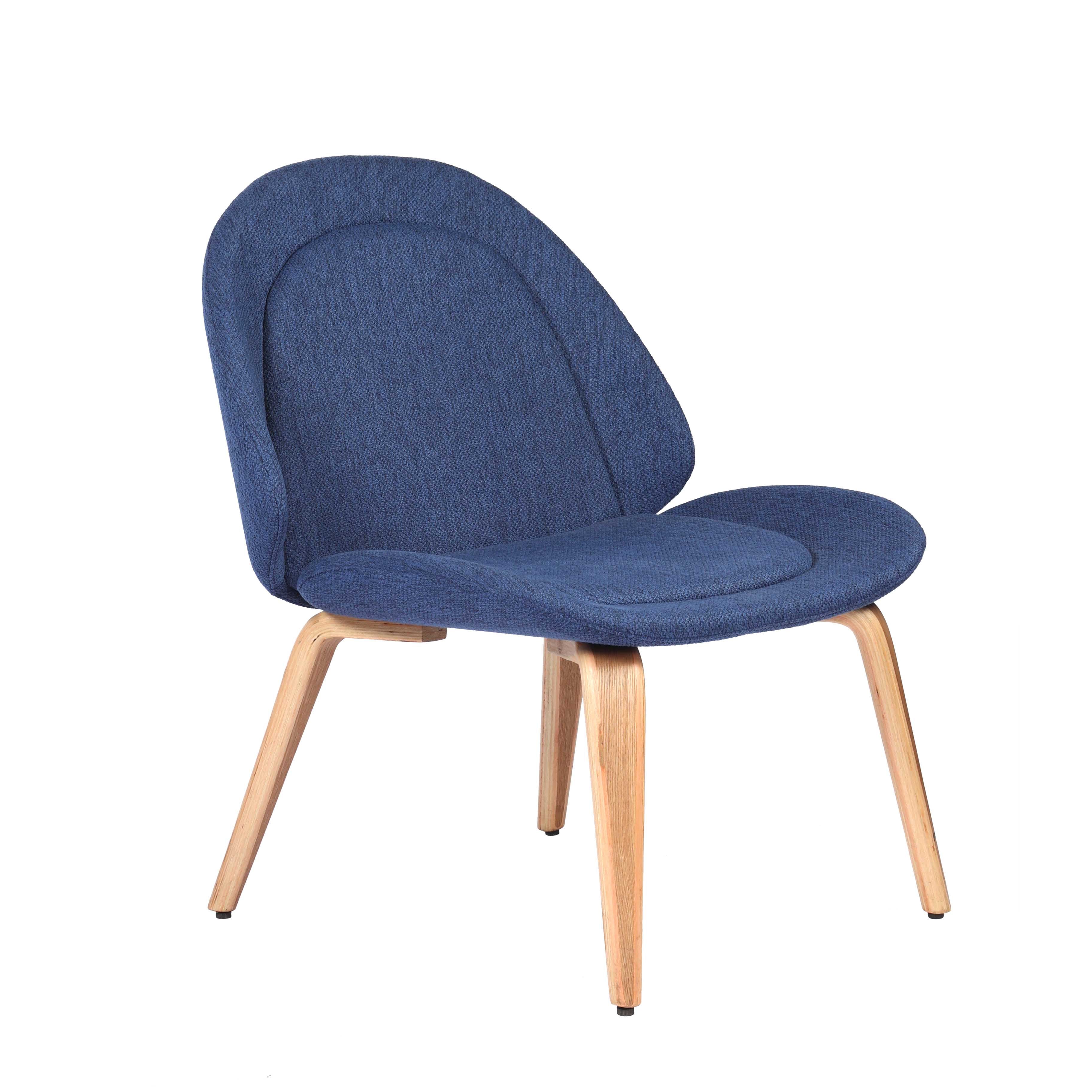 Zoe Comfortable Lounge Chair With Solid Wooden Legs - Blue