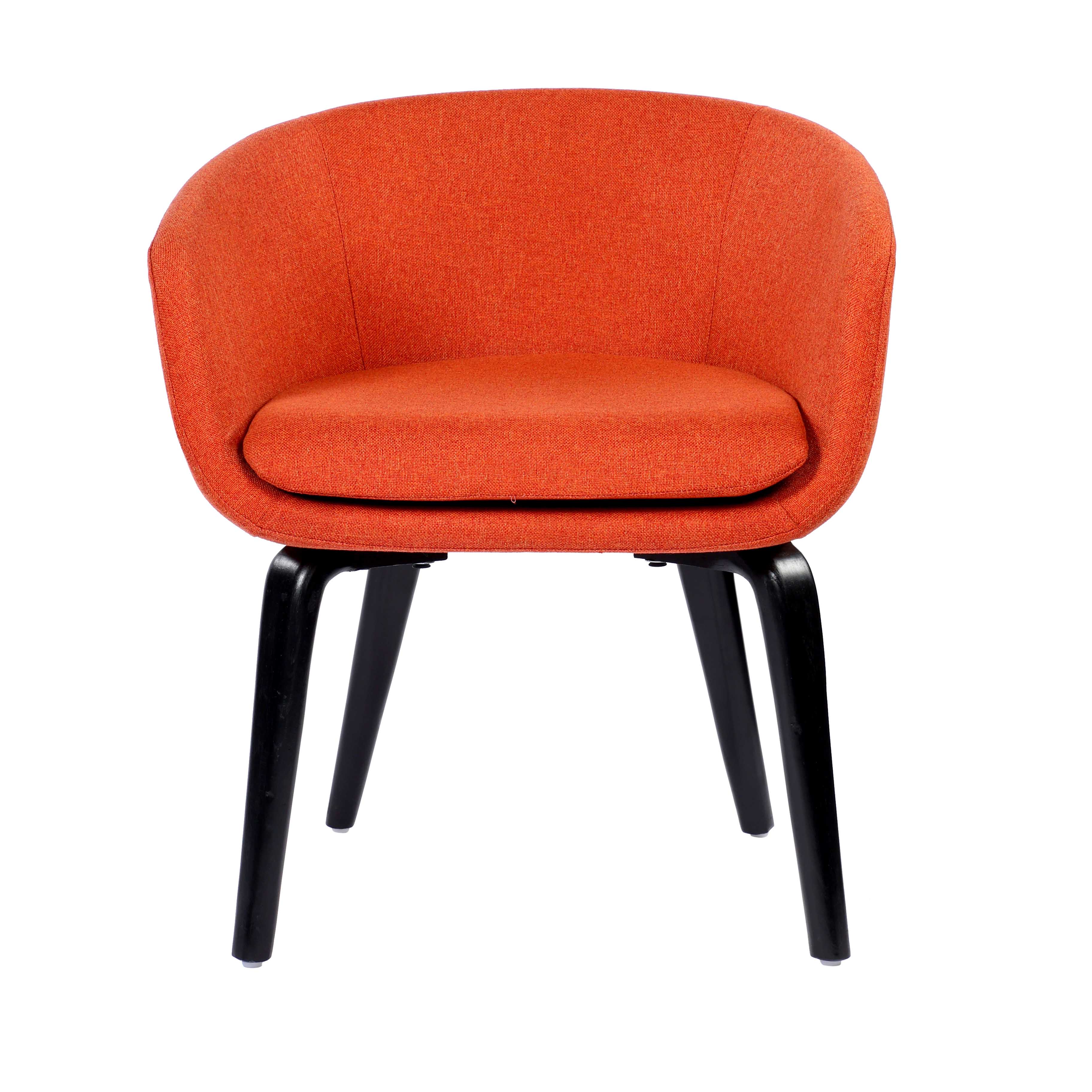Emilia Modern Fabric Upholstered Lounge Chair With with Wooden Legs Orange