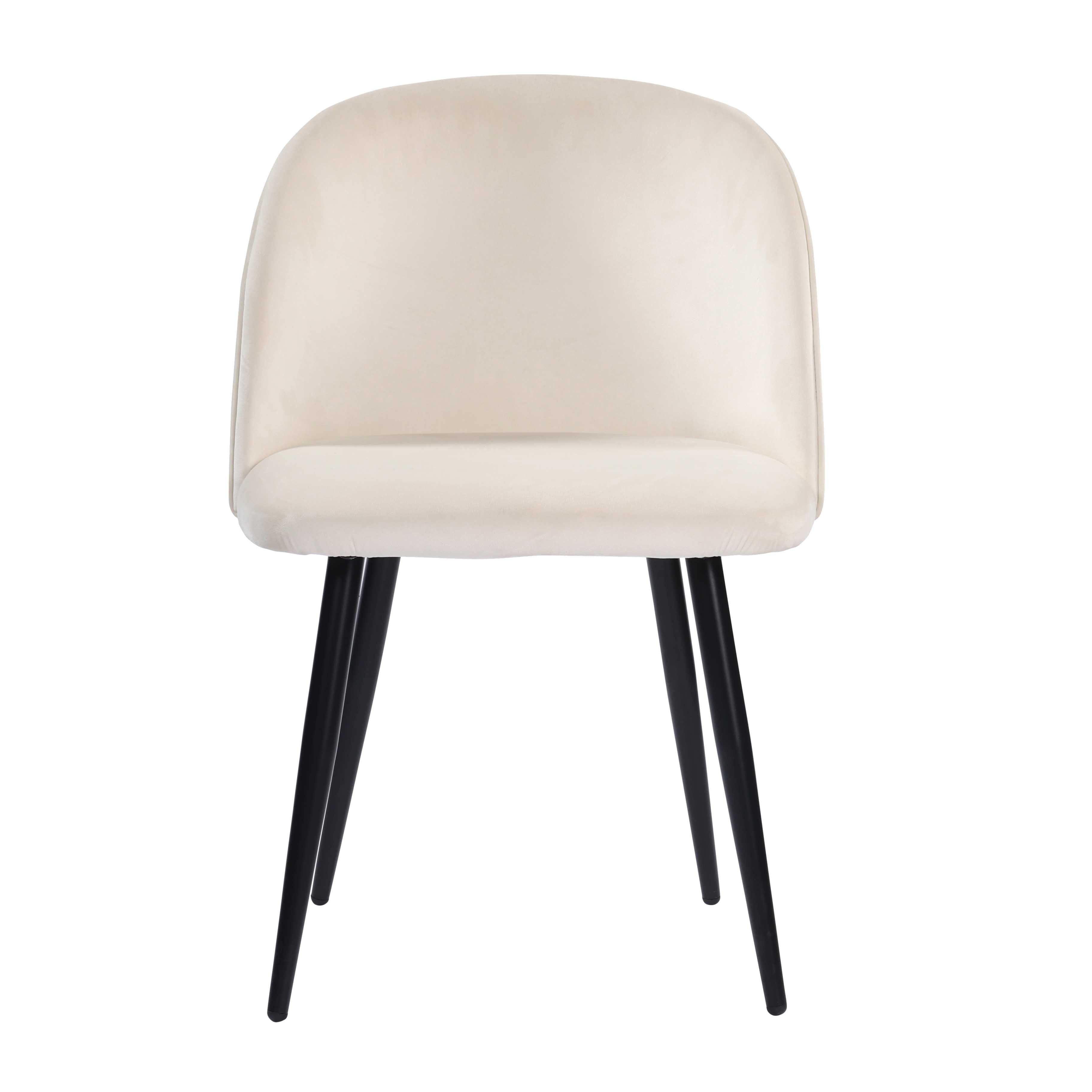 Grace Velvet Upholstered Dining Chair with Metal Legs- White