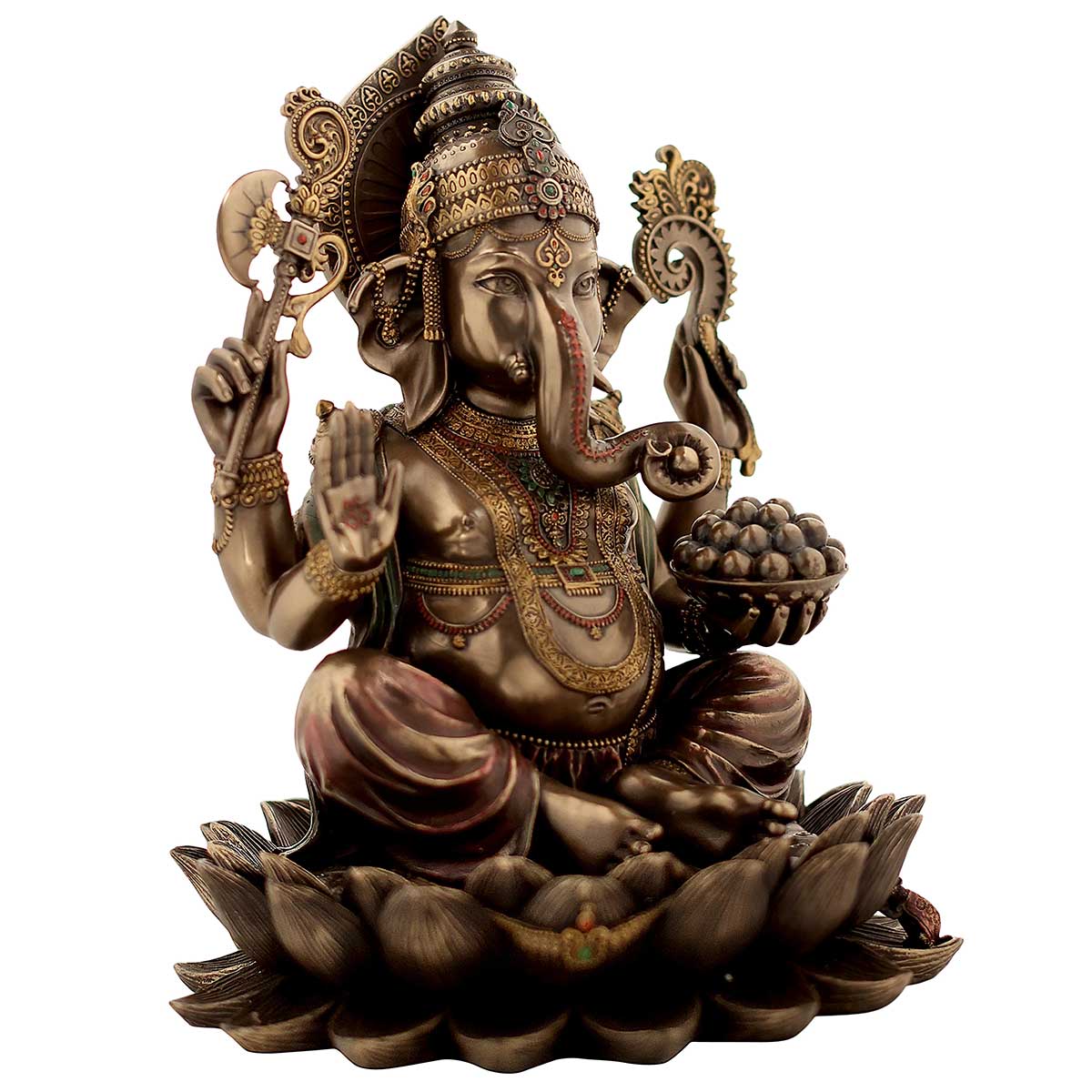 Lord Ganesha Idol made of Bronze Composite - 9 x 10 x 12 Inch, 2.9 Kg