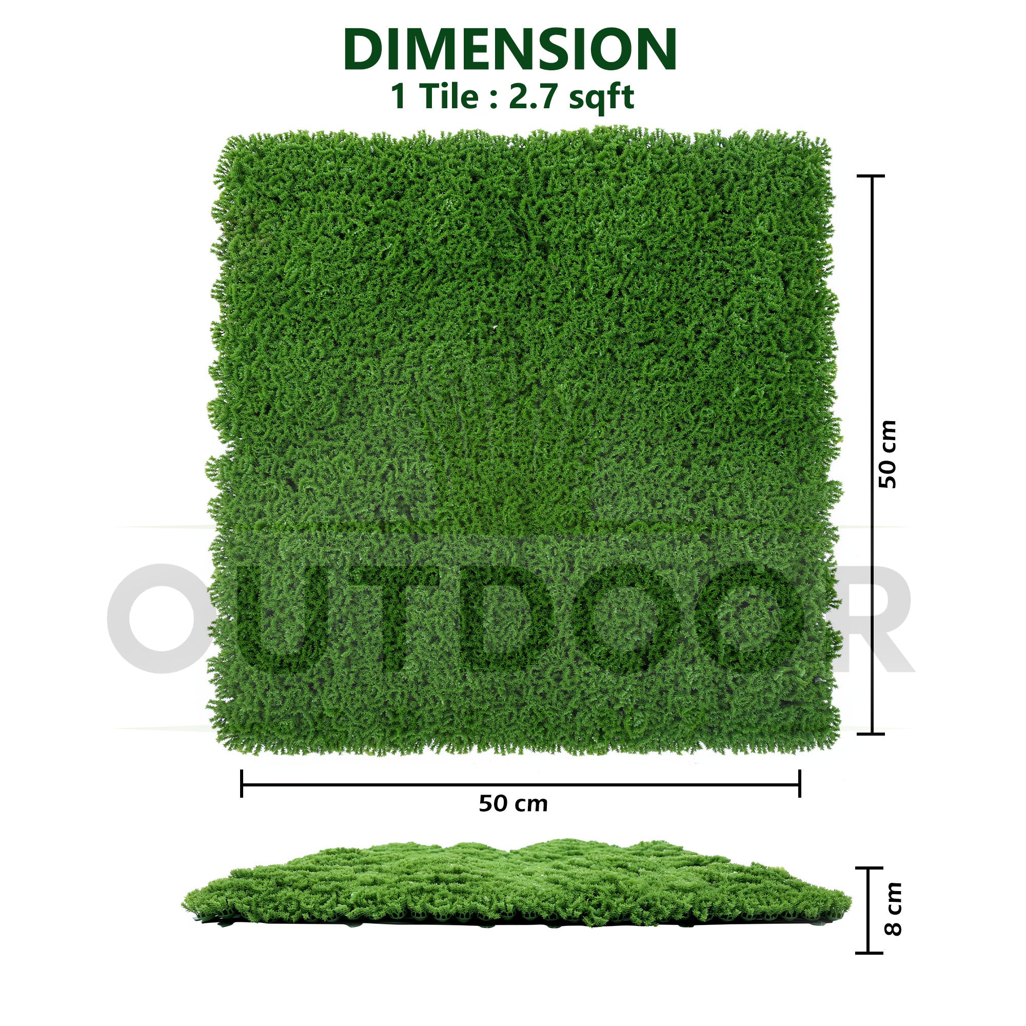 Dense Green Vertical Green Garden Wall Tile (Size: 50cm x 50cm, Pack of 1)