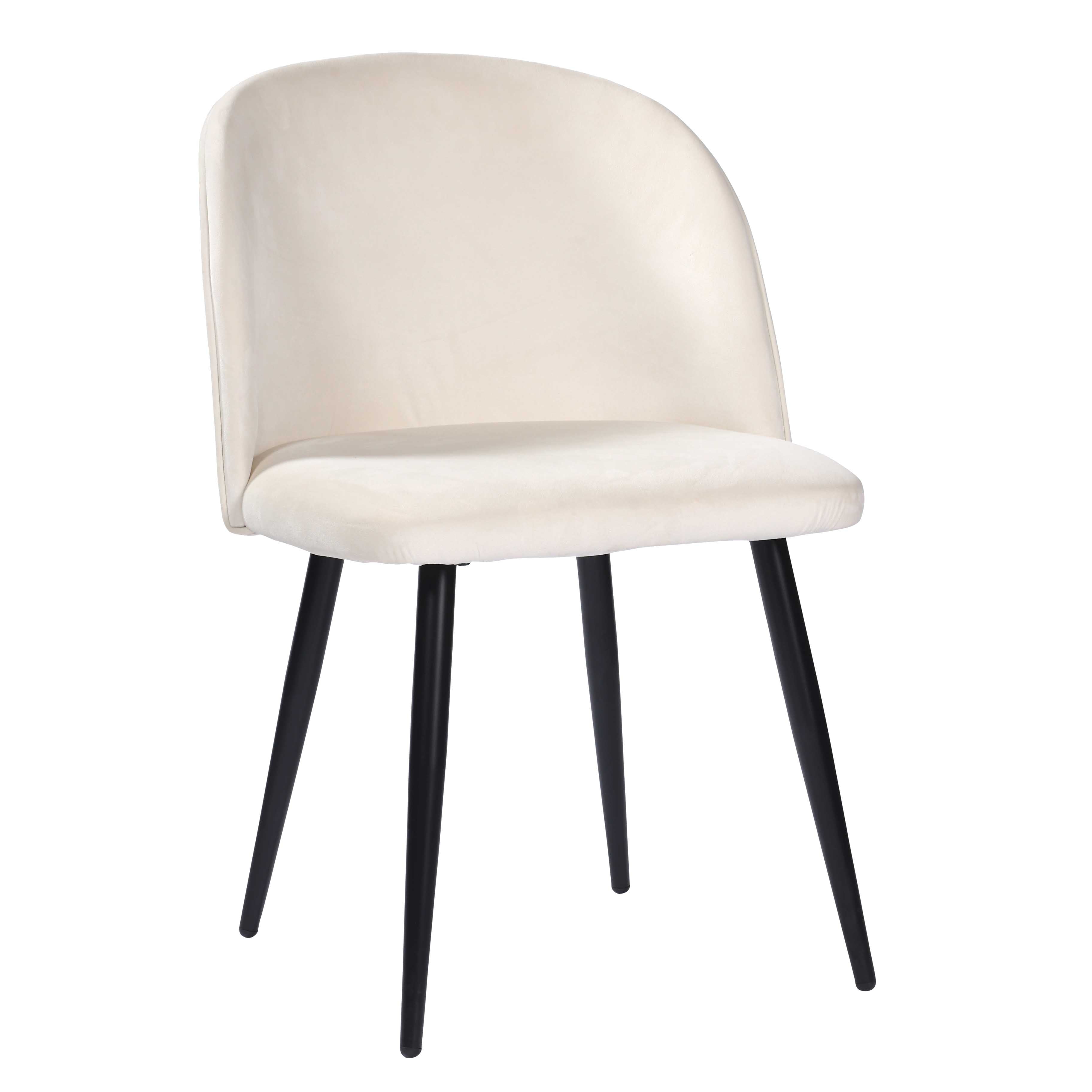 Grace Velvet Upholstered Dining Chair with Metal Legs- White