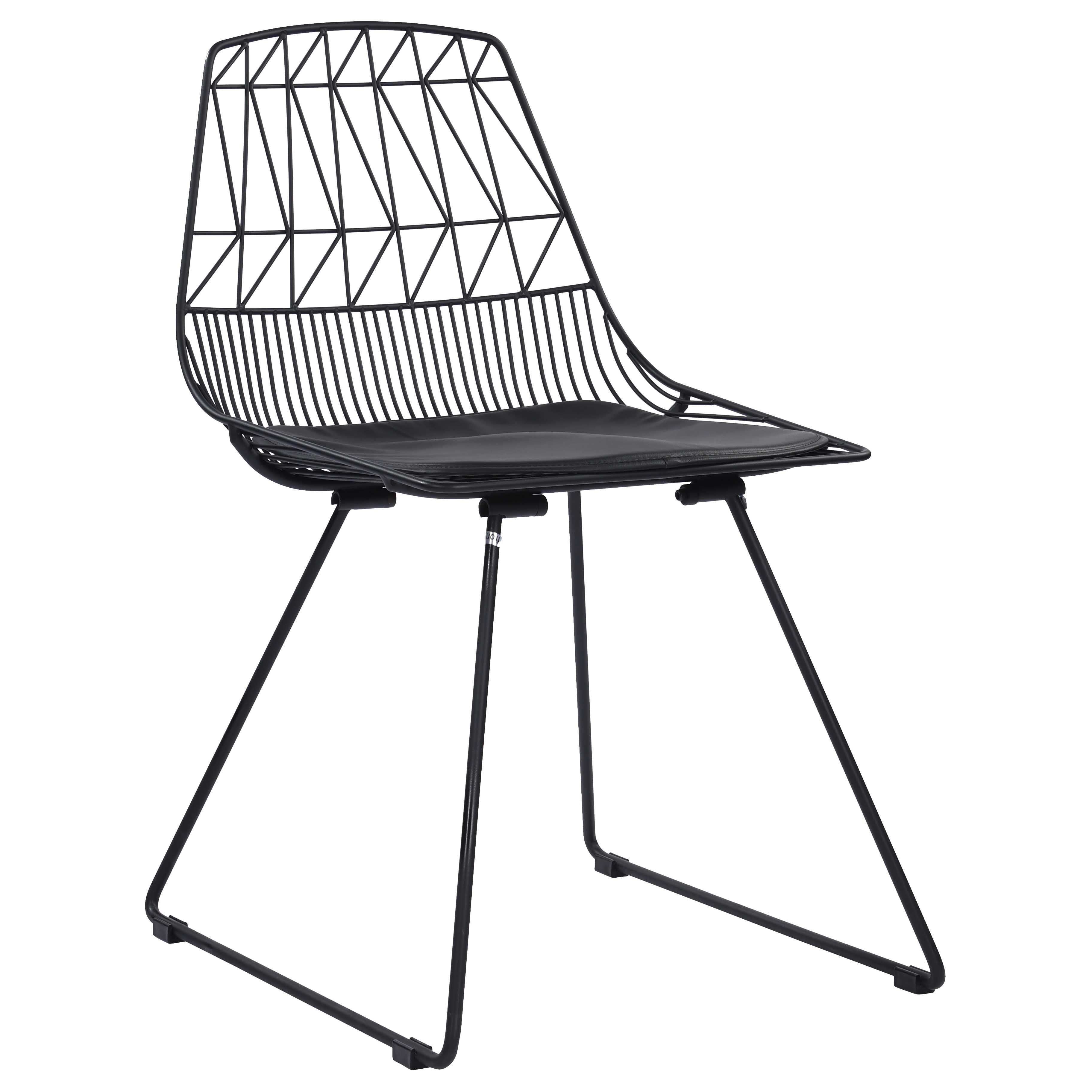 Kaya Armless Metal Wire Design Dining and Cafe Side Chairs with Leather Seat Chair urbancart