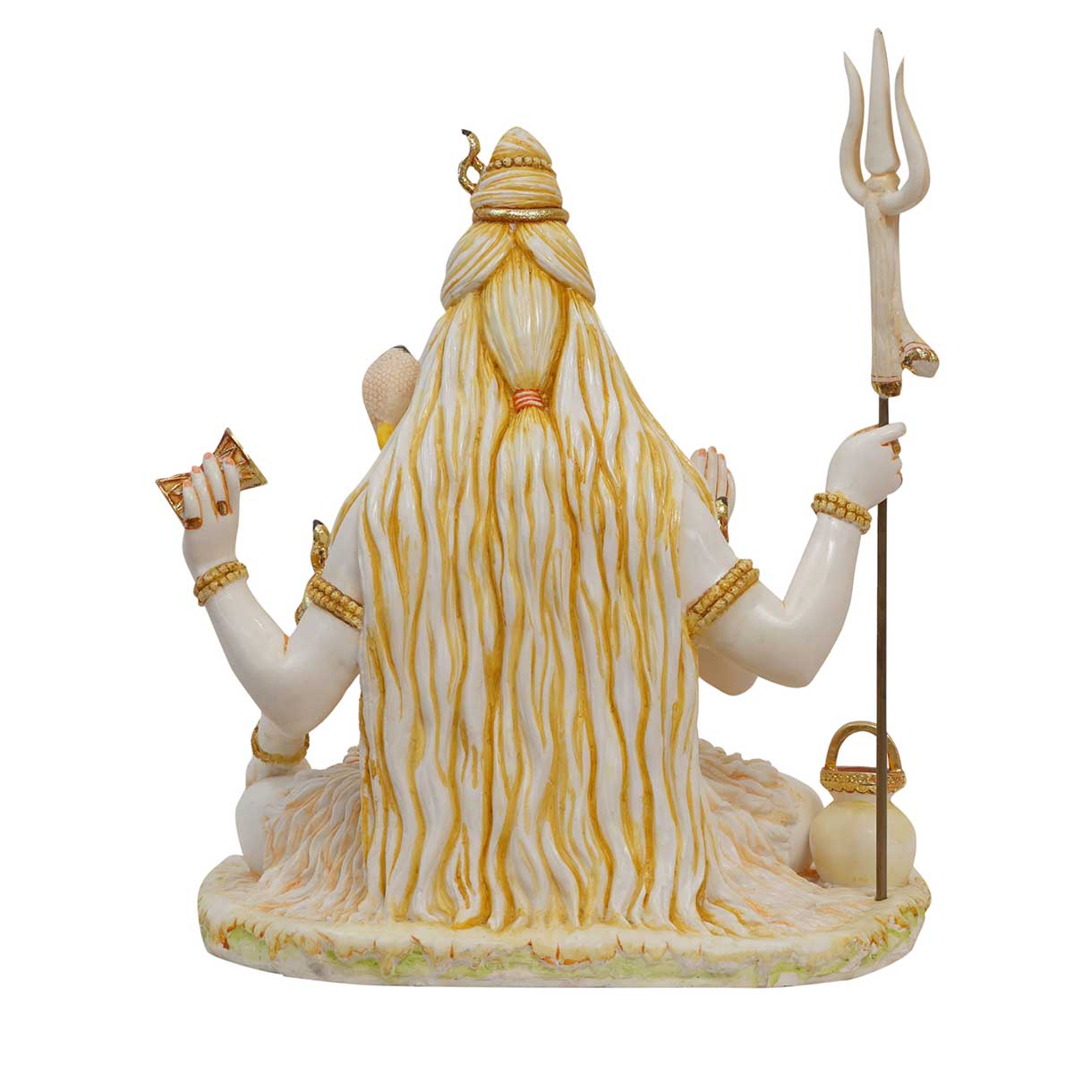 Lord Shiva Sitting Asana with Trishul Idol Made of Soft Marble - 17 x 17 x 21 Inch, 18 Kg