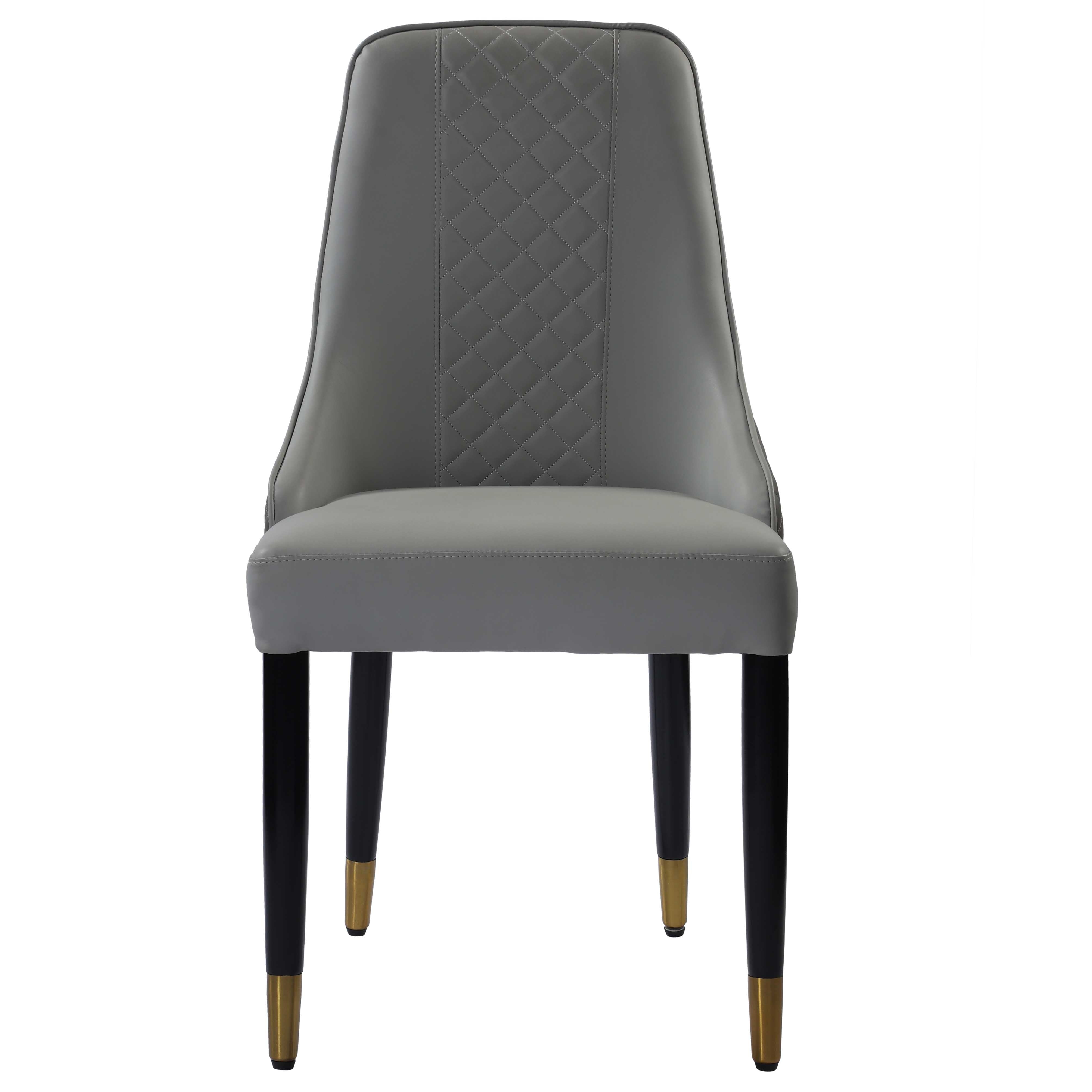 Elena Leather upholstered Dining chair with Gold Finish Metal Legs - Grey