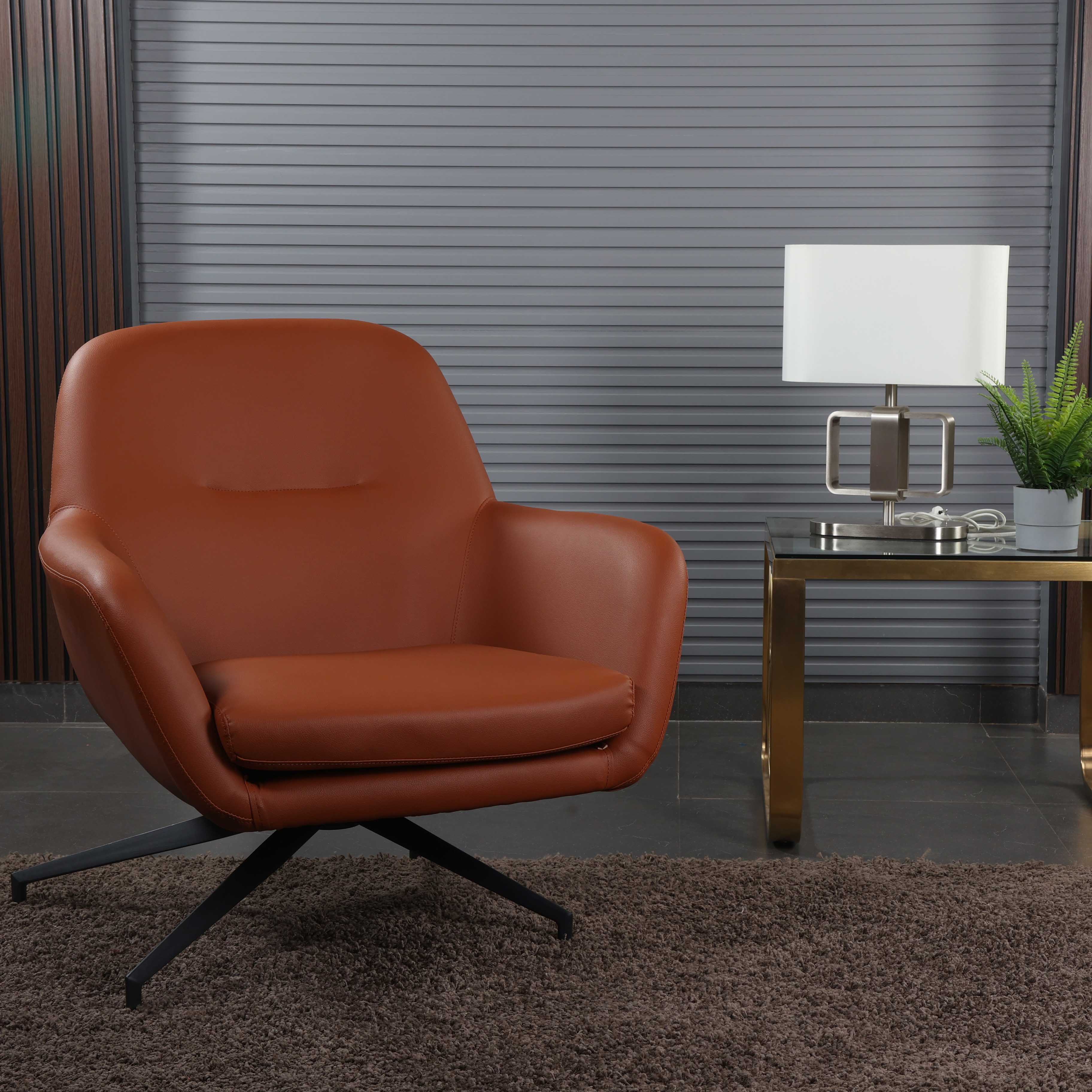 Celeste Modern Leather Upholstered Contemporary Armchair Accent Sofa Chair - Brown