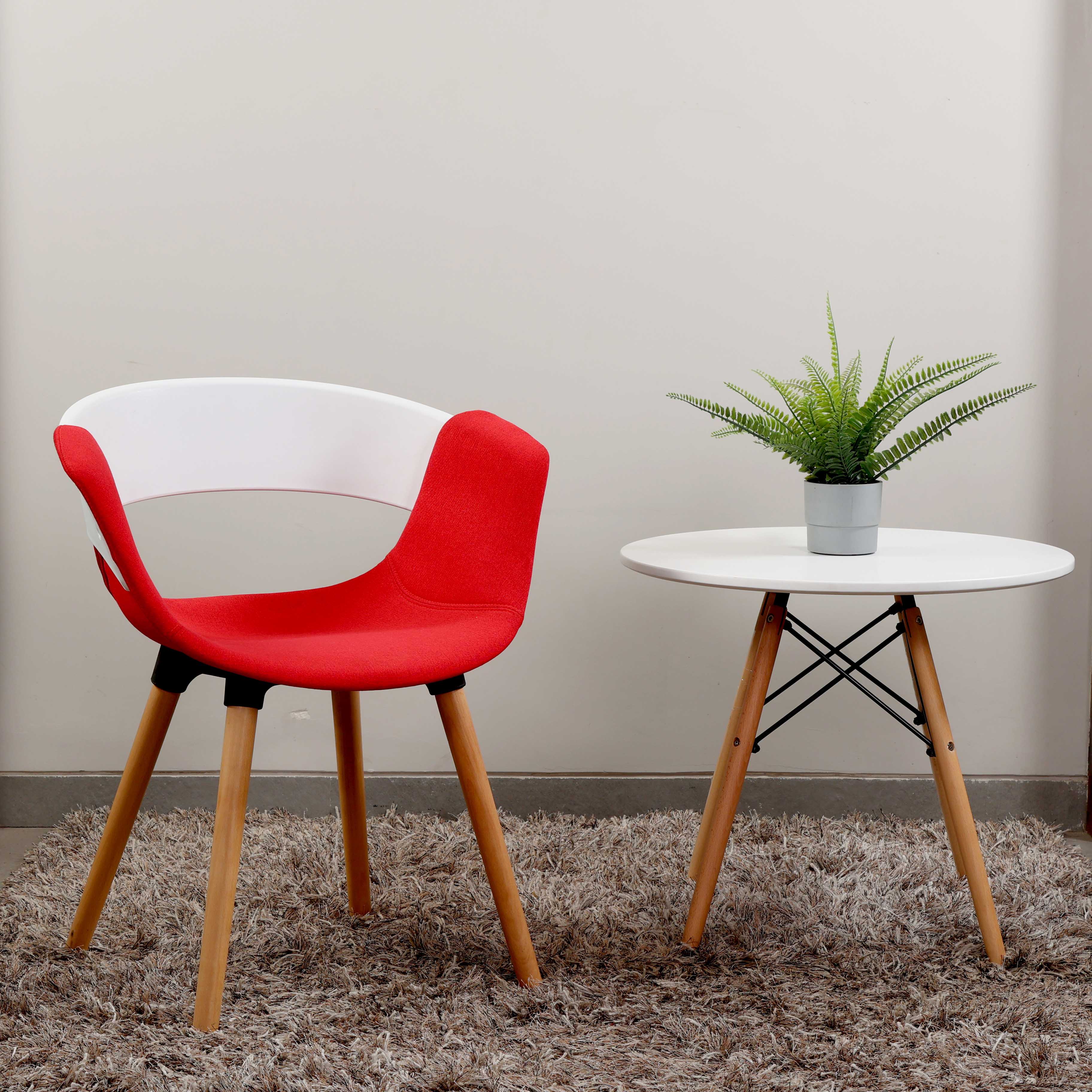 Casper Contemporary Armrest Cafe Chair with Wooden Legs - Red