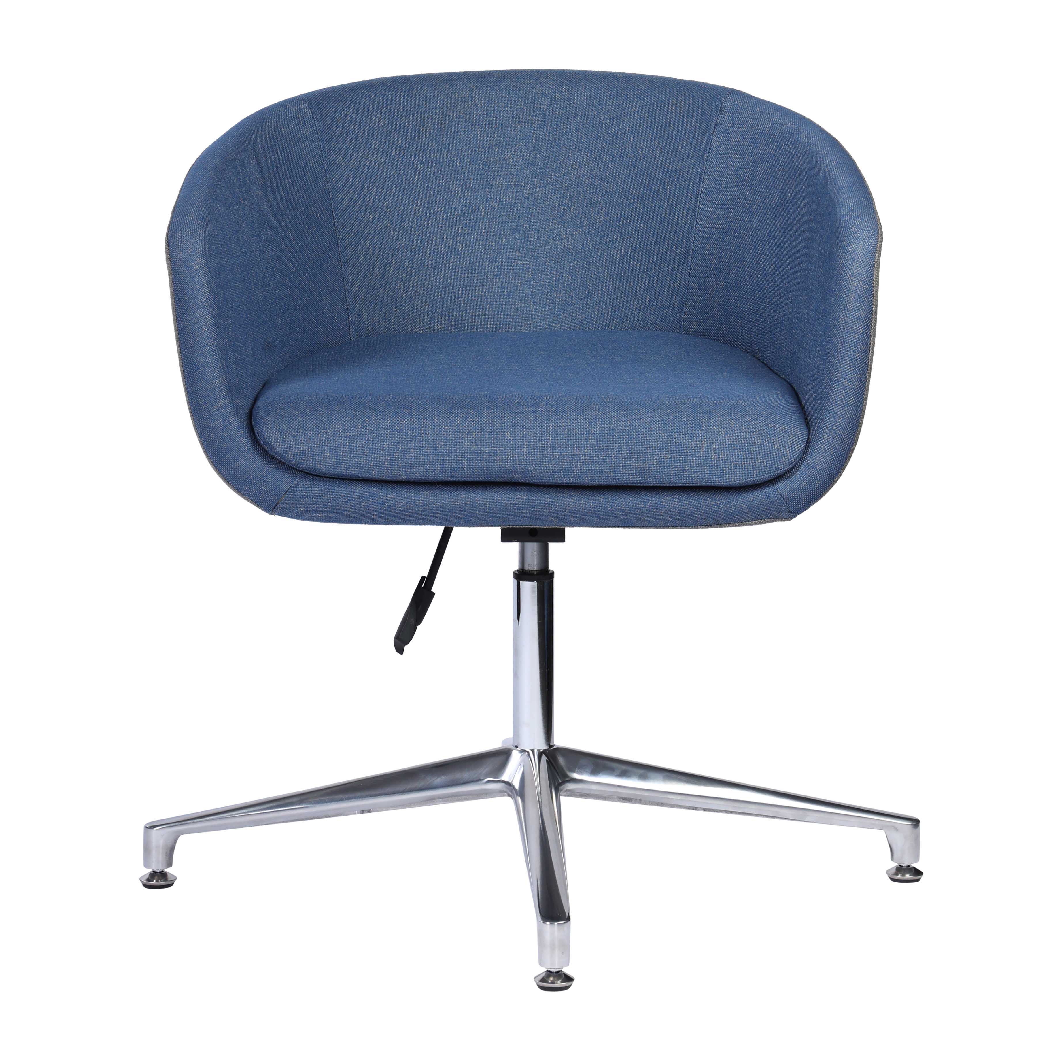 Emilia Modern Upholstered Adjustable Office Chair With Aluminum Base - Blue