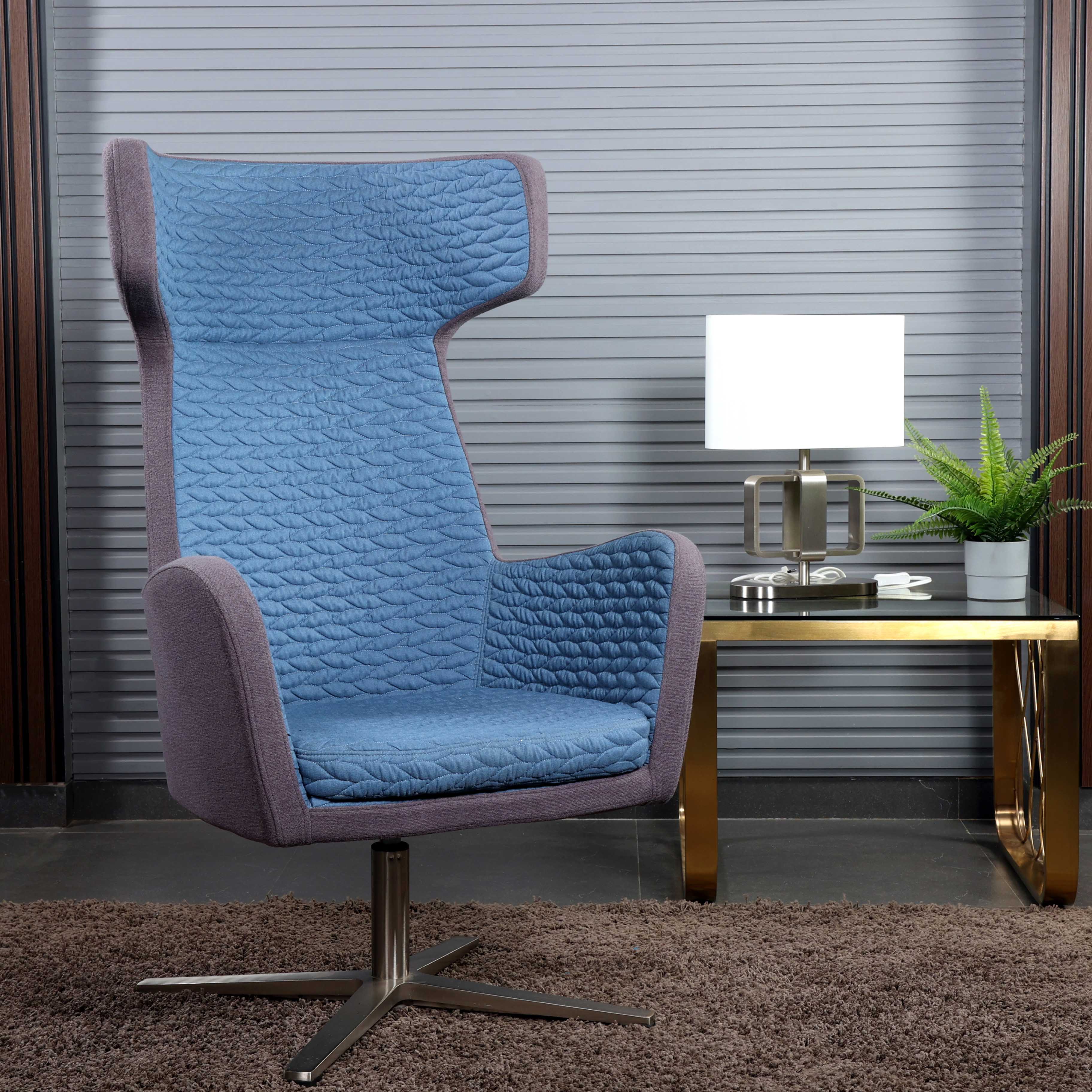 Isabella Lounge Chair with Armrest Fabric Upholstered - Blue