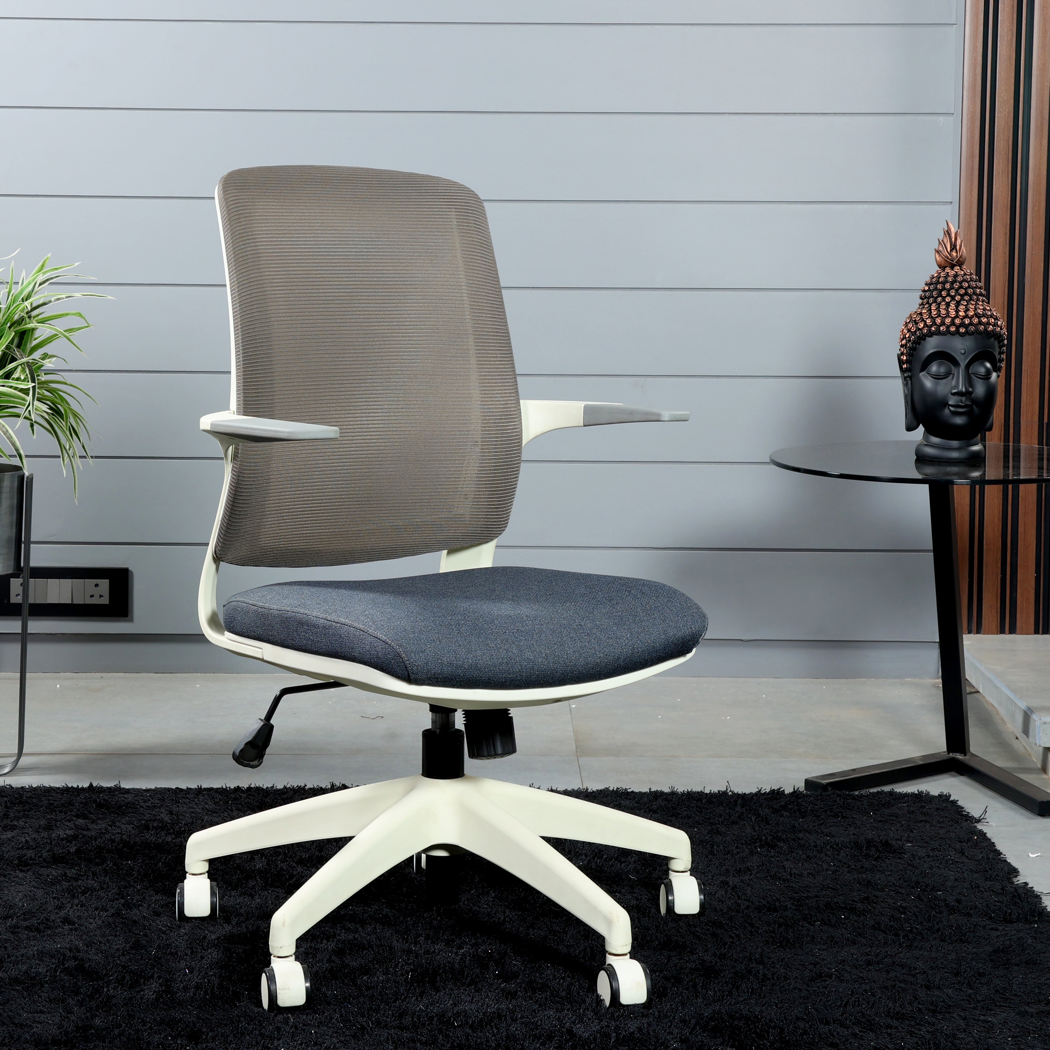 Viking Mesh Back Workstation Swivel Chair with Nylon Base - White
