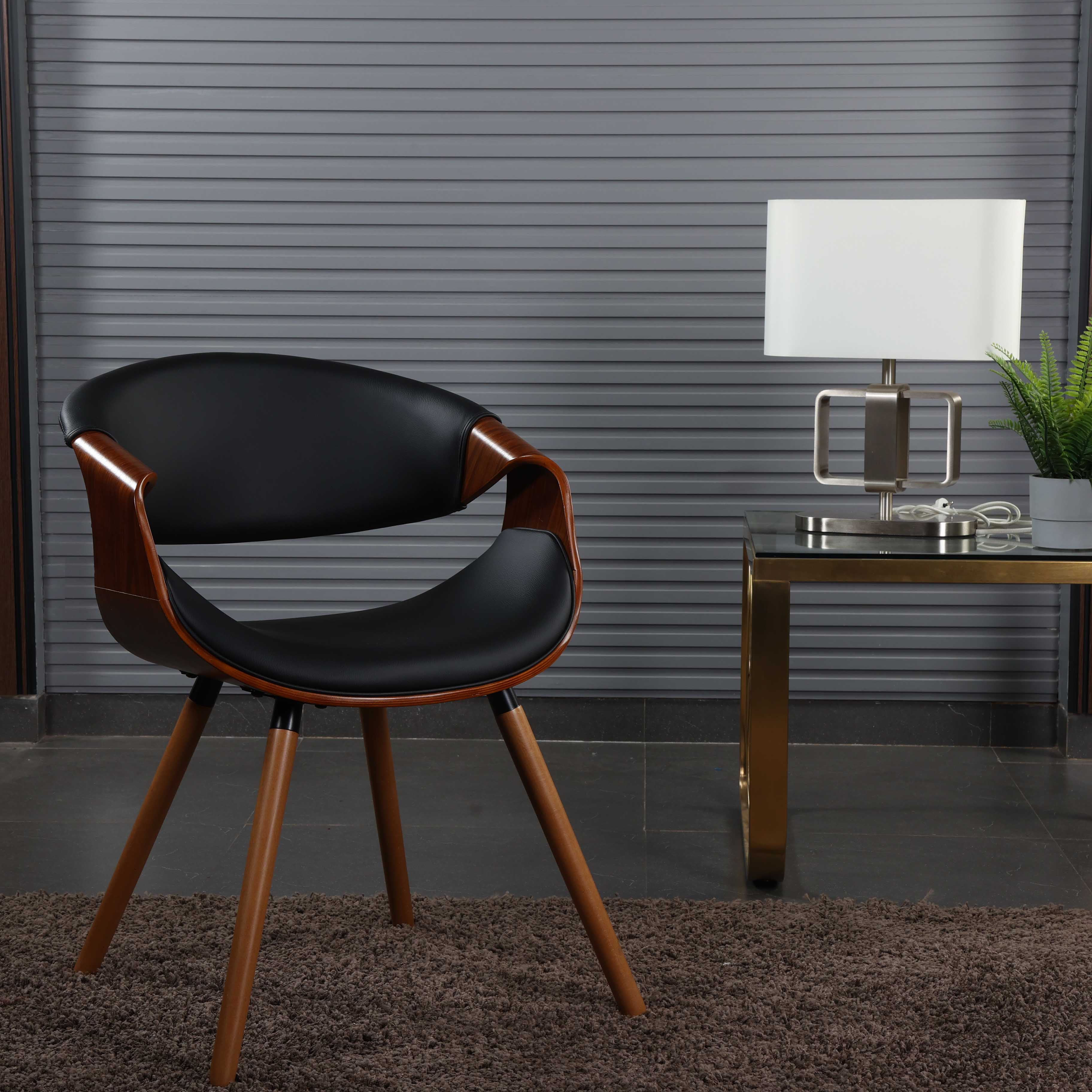 Ariana Living Butterfly Dining Chair in Leather Fabric and Walnut Wood Finish