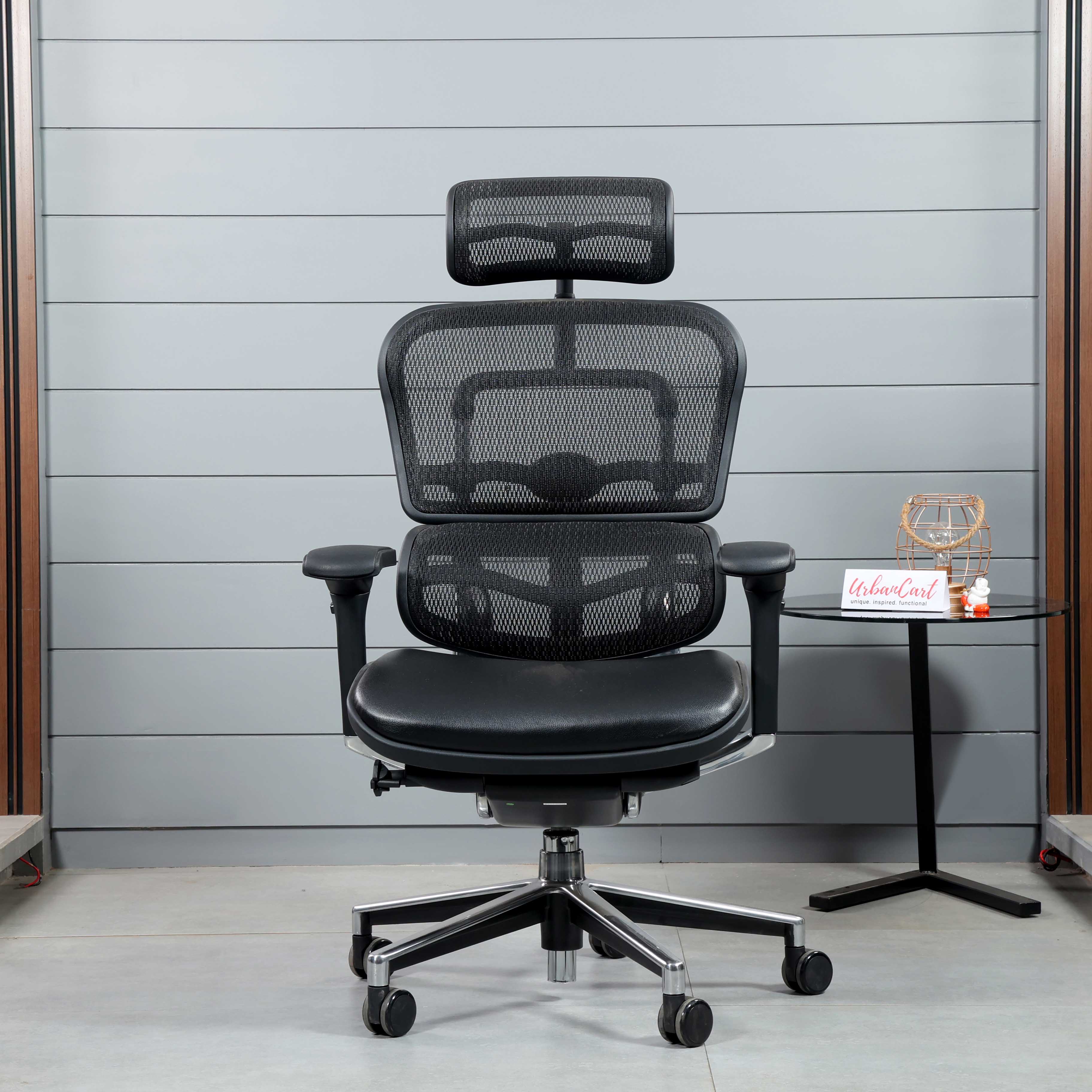 Alpha Prmium Executive Office High Back chair with Lumbar Support and Aluminium Base Chair urbancart