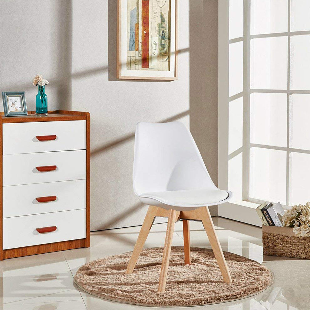 Classic Dining Chair With Cushioned Seat -White Chair urbancart.in