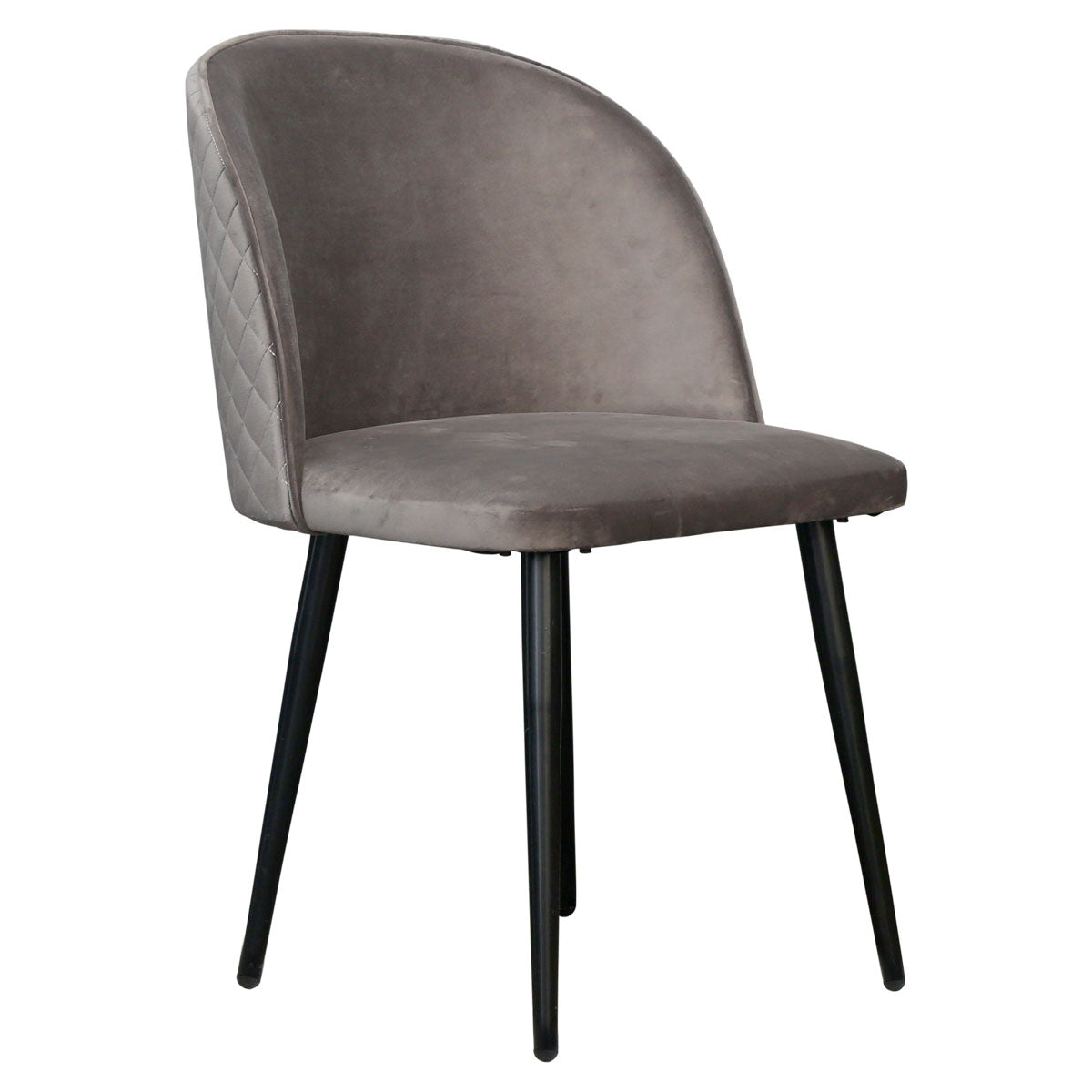 Grace Velvet Upholstered Dining Chair with Metal Legs- Grey