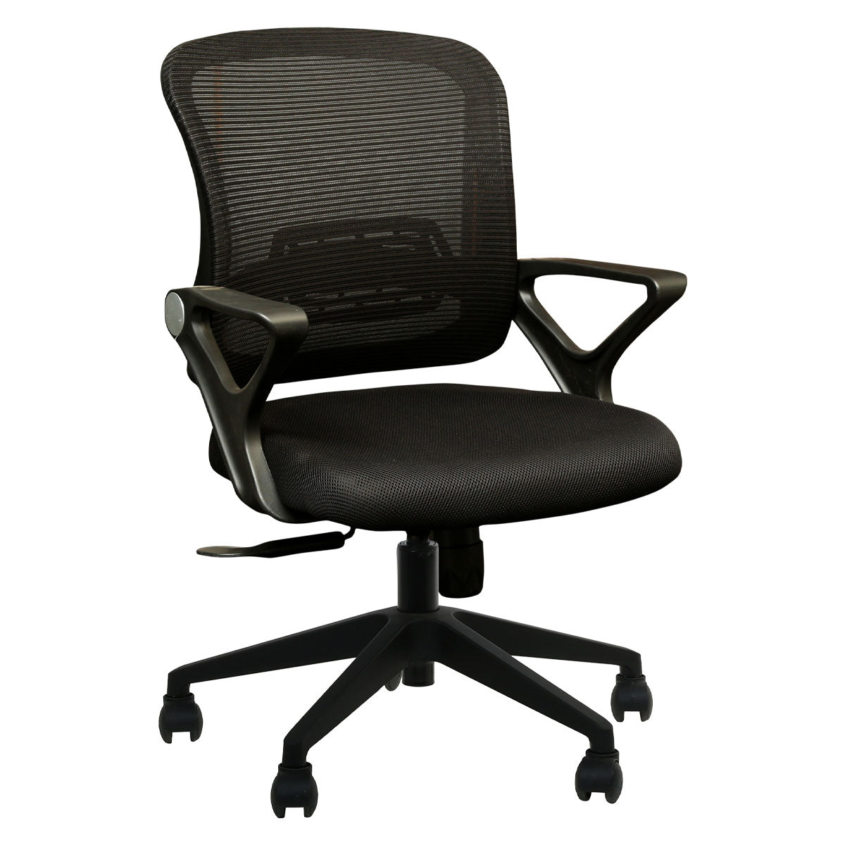 Bruno Mid Back Ergonomic Office Chair With Armrest- Black