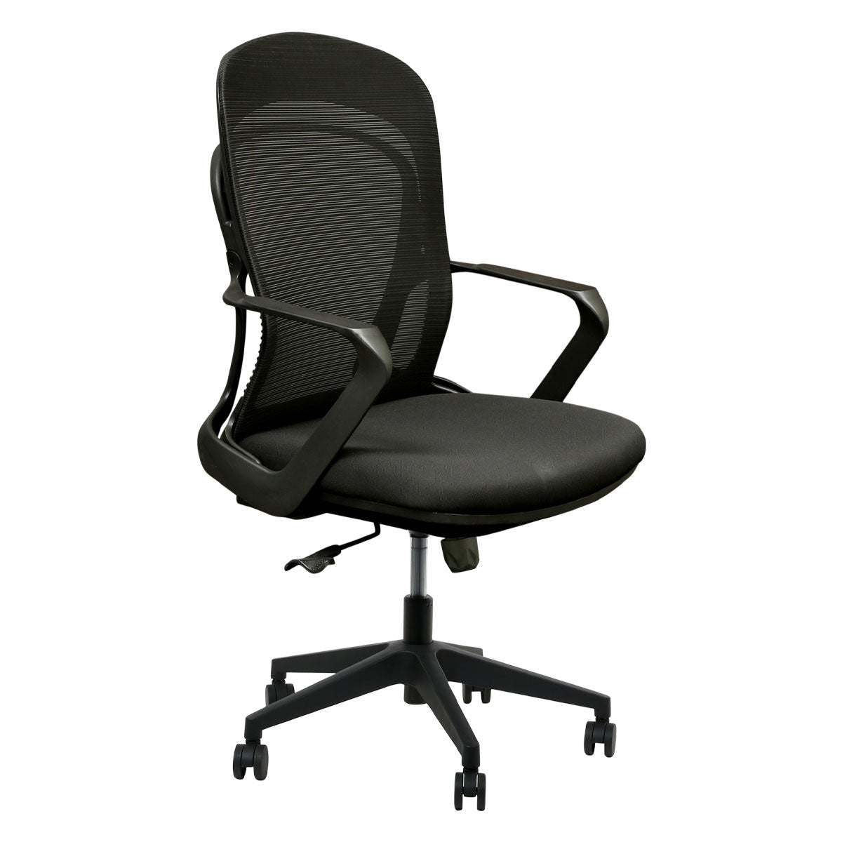 Emilio Armrest Workstation Chair with Nylon Base - Black