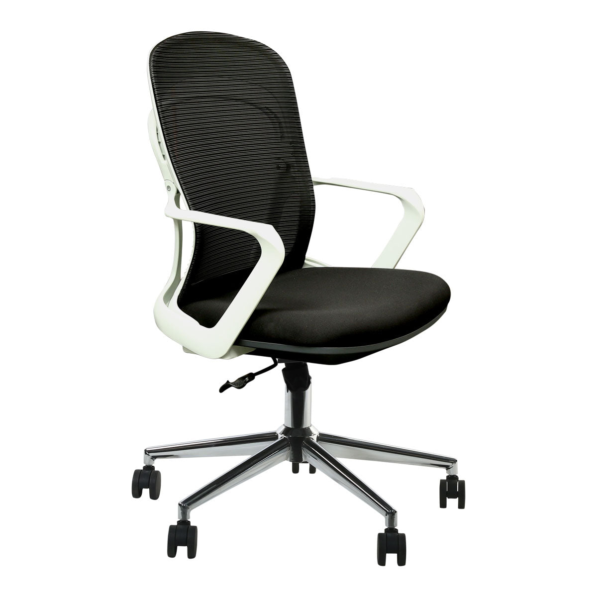 Emilio Armrest Workstation Chair with Aluminium Base - White
