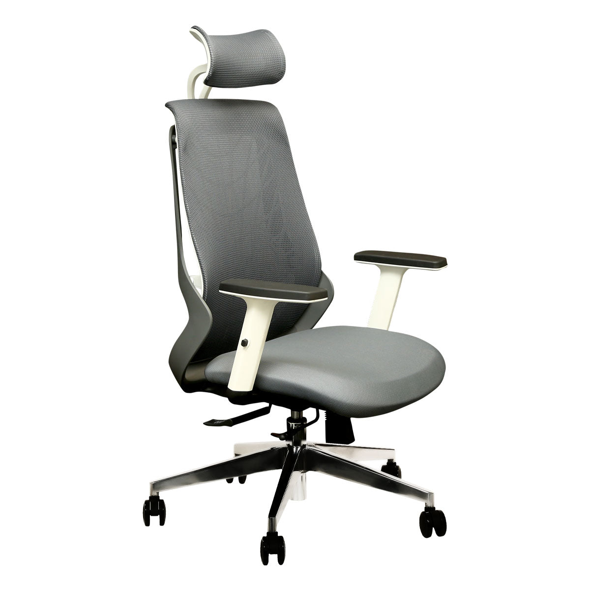 Spidy Executive Cusion High Back Office Chair with Aluminium Base - Grey