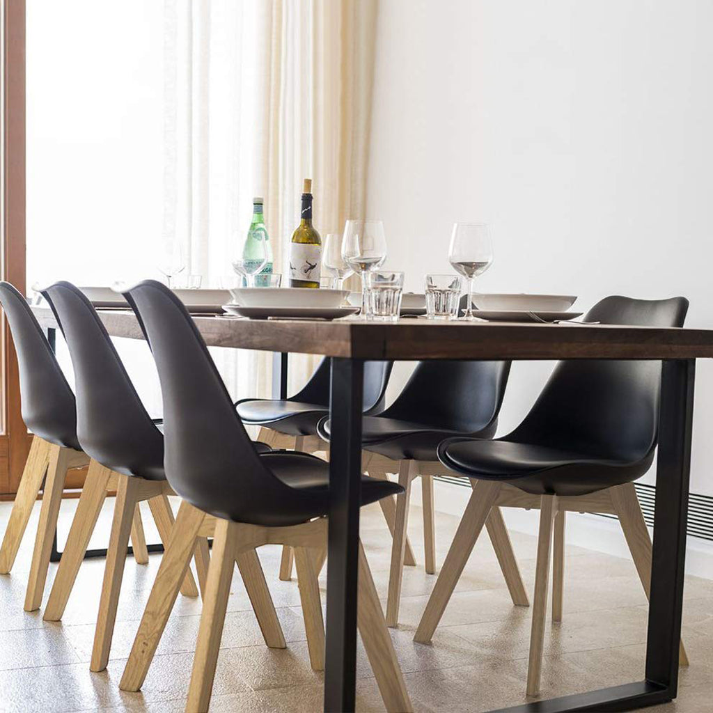 Classic Dining Chair With Cushioned Seat - Black Chair urbancart.in