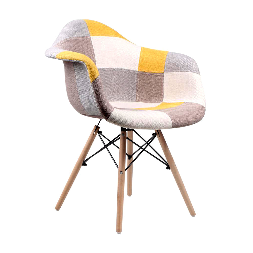 Armrest Patchwork Lounge Chair - Yellow Chair urbancart.in