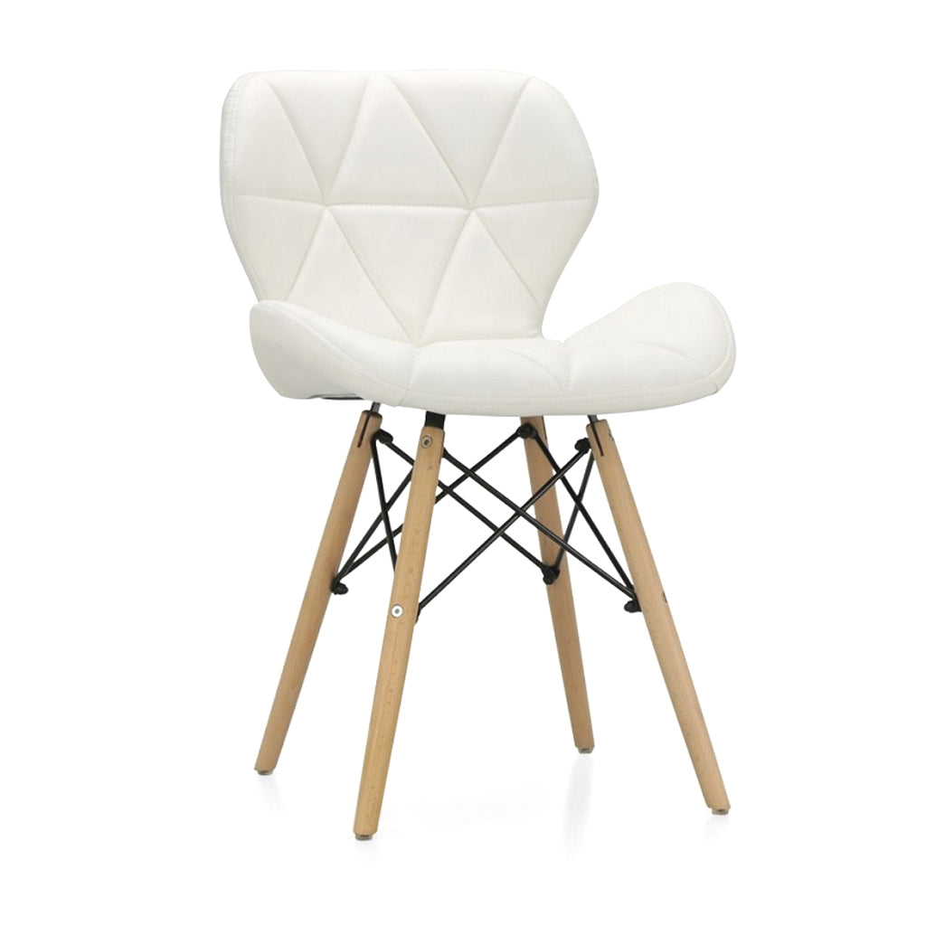 Diamond Leather Upholstered Dining Chair - White Chair urbancart.in