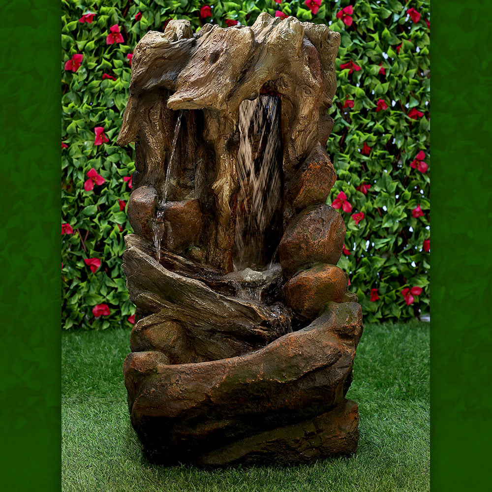 Wooden Natural Flowing Waterfall Fountain