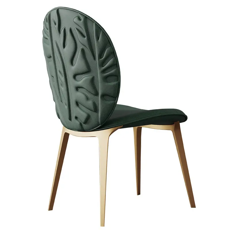 NIVA Dining Chair Pu Leather Seat with Metal Legs for Dressing, Lounge, Bedroom, Living Room (Green)