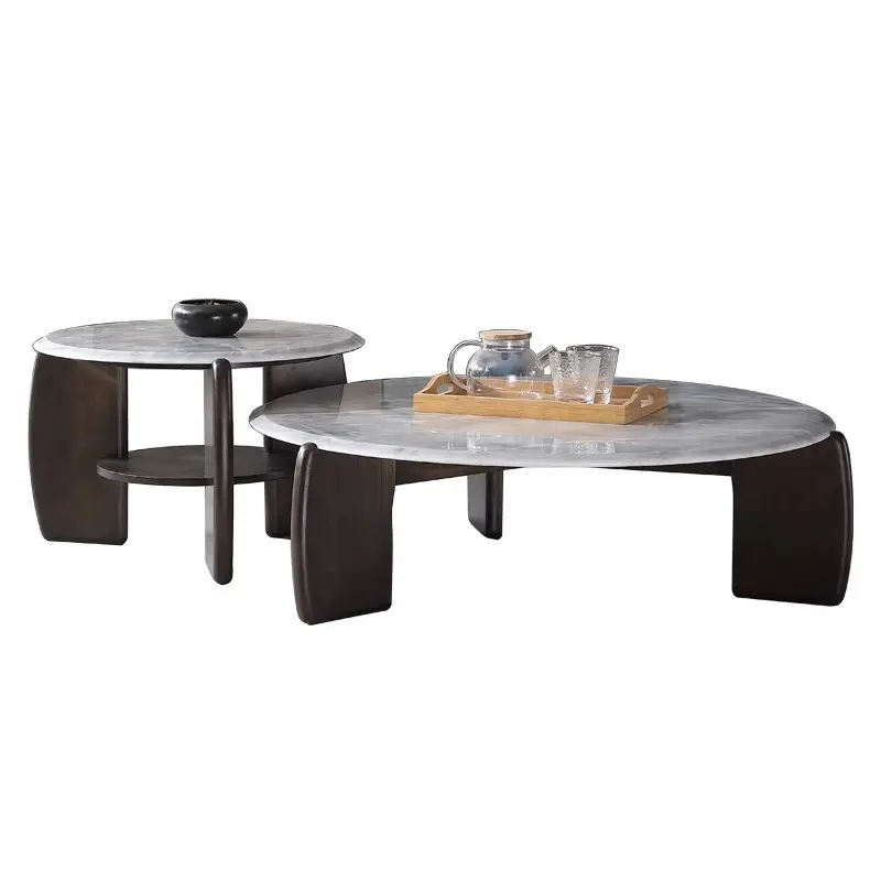 ESPINHO Round Coffee Table, Set of Coffee Tables for Living Room, Ci