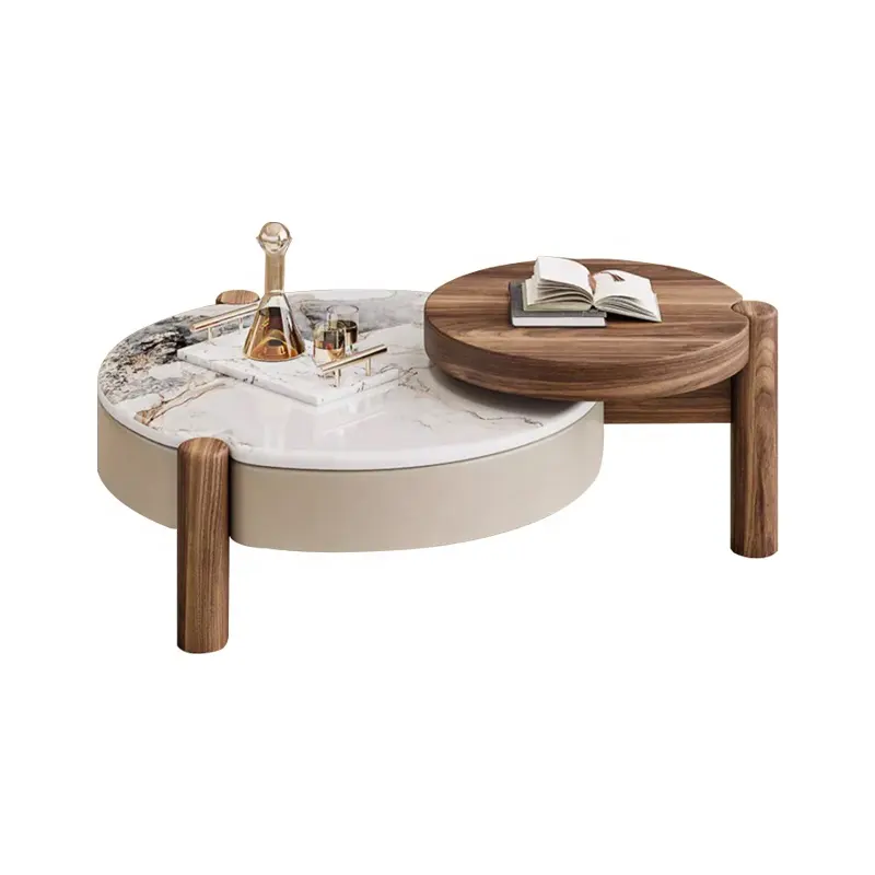 NICOBAR Round Center Coffee Table Wooden Teapoy Tea Cocktail Tables Furniture for Home Office Living Room Bedroom Hall.