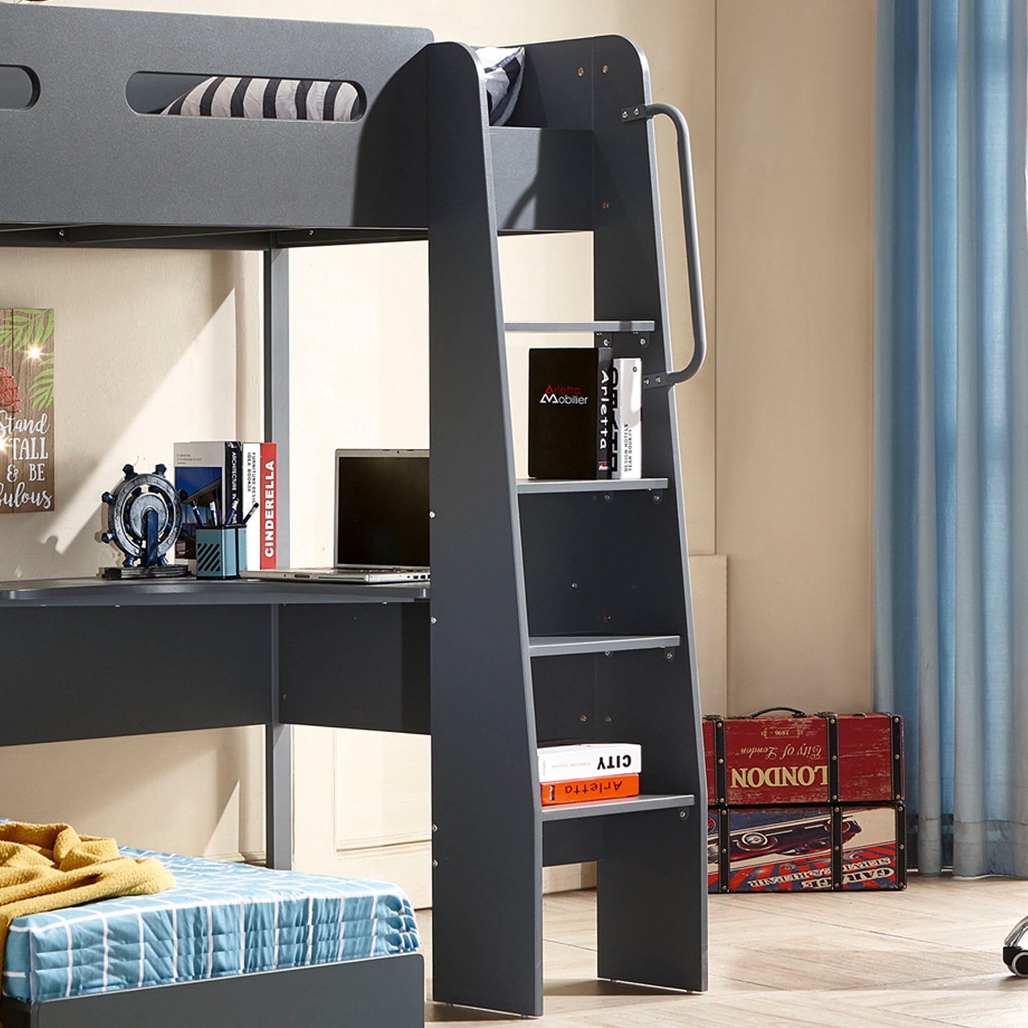 Roy Bunk Bed with Drawer Storage Wooden Bed Furniture for Bedroom Livi