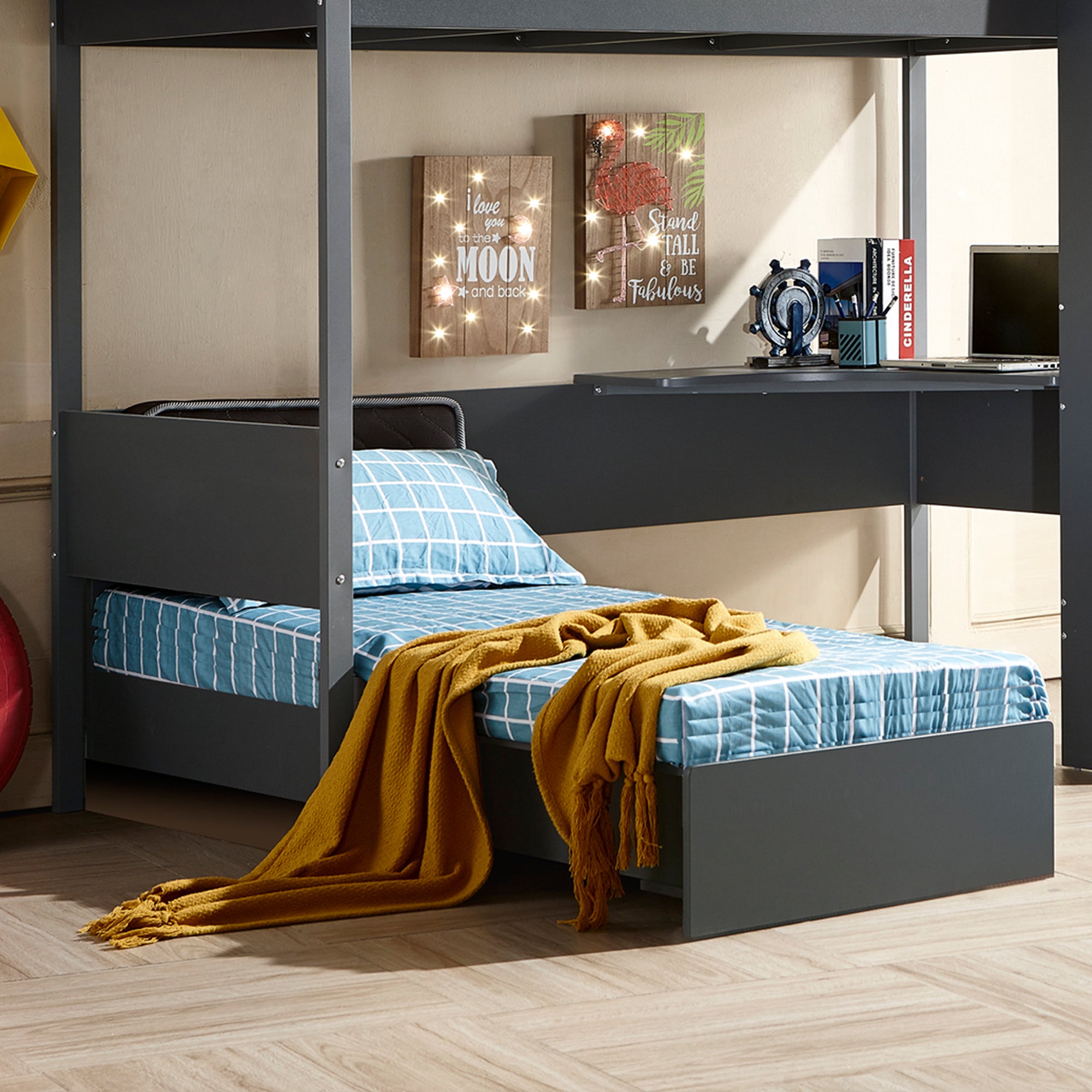 Roy Bunk Bed with Drawer Storage Wooden Bed Furniture for Bedroom Living Room Home